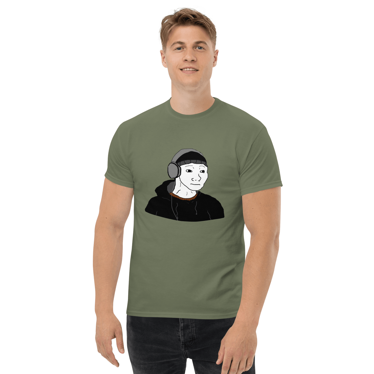 Doomer Wojak Classic T-Shirt Meme - Military Green | Shirtposting