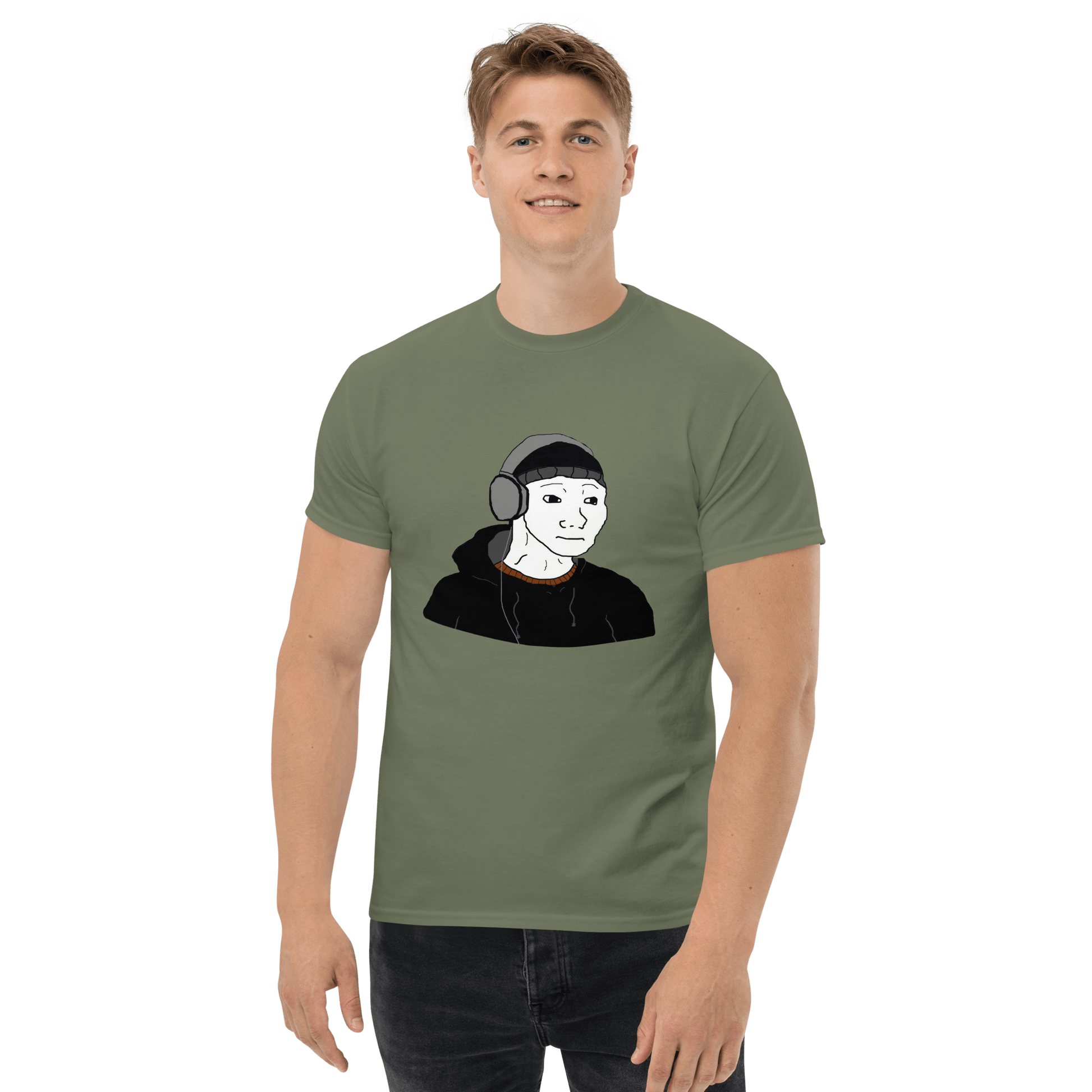 Doomer Wojak Classic T-Shirt Meme - Military Green | Shirtposting