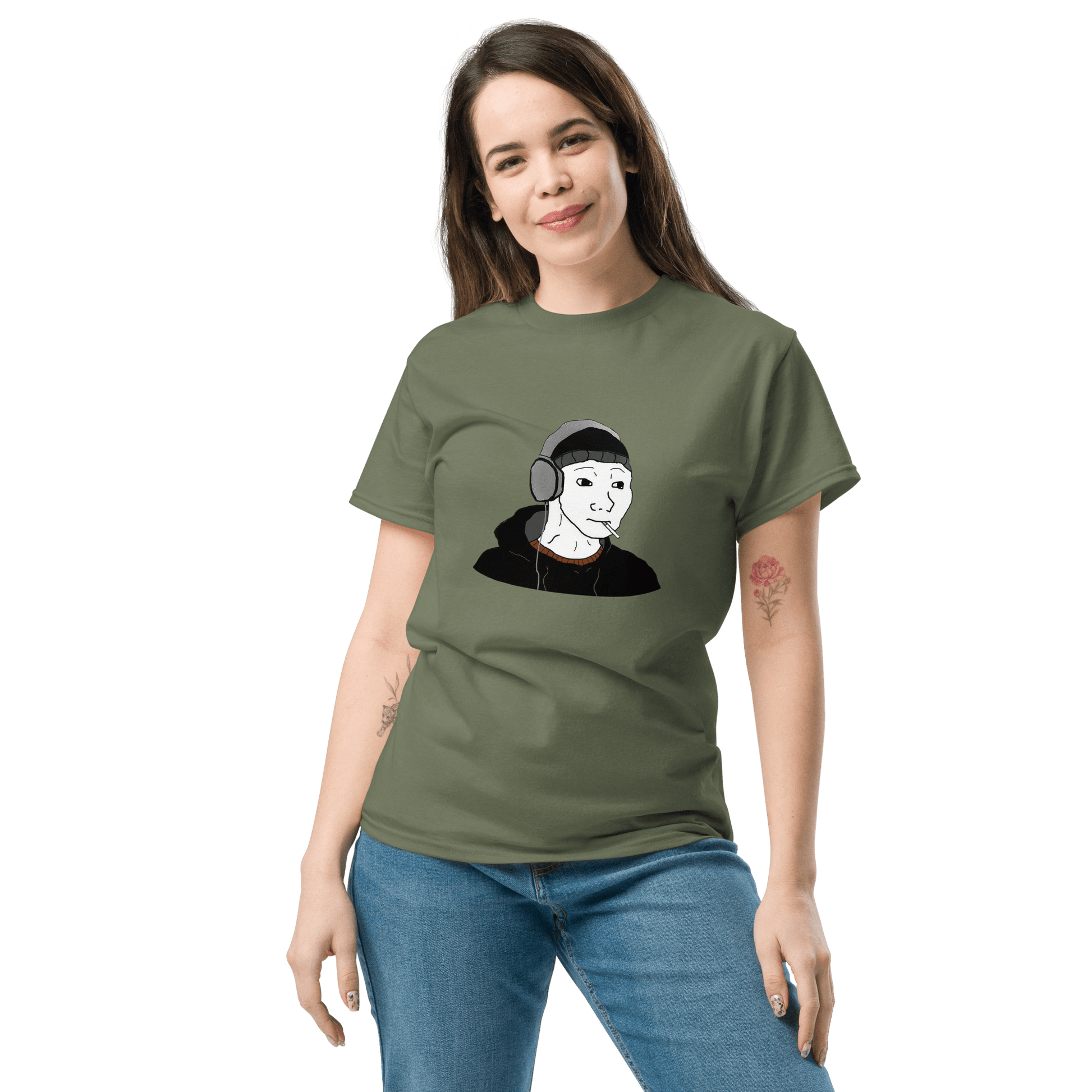 Doomer Wojak Classic T-Shirt Meme - Military Green | Shirtposting