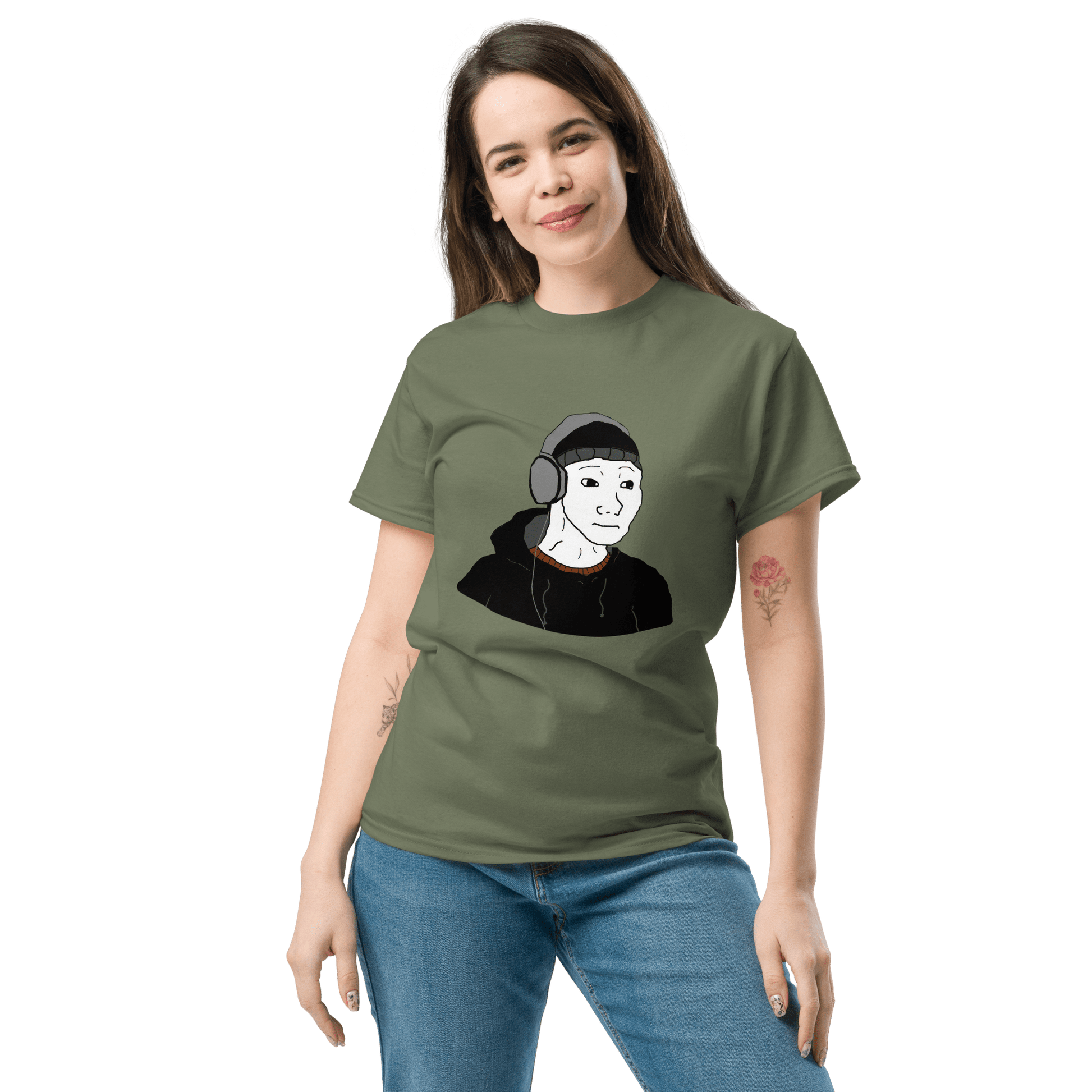 Doomer Wojak Classic T-Shirt Meme - Military Green | Shirtposting