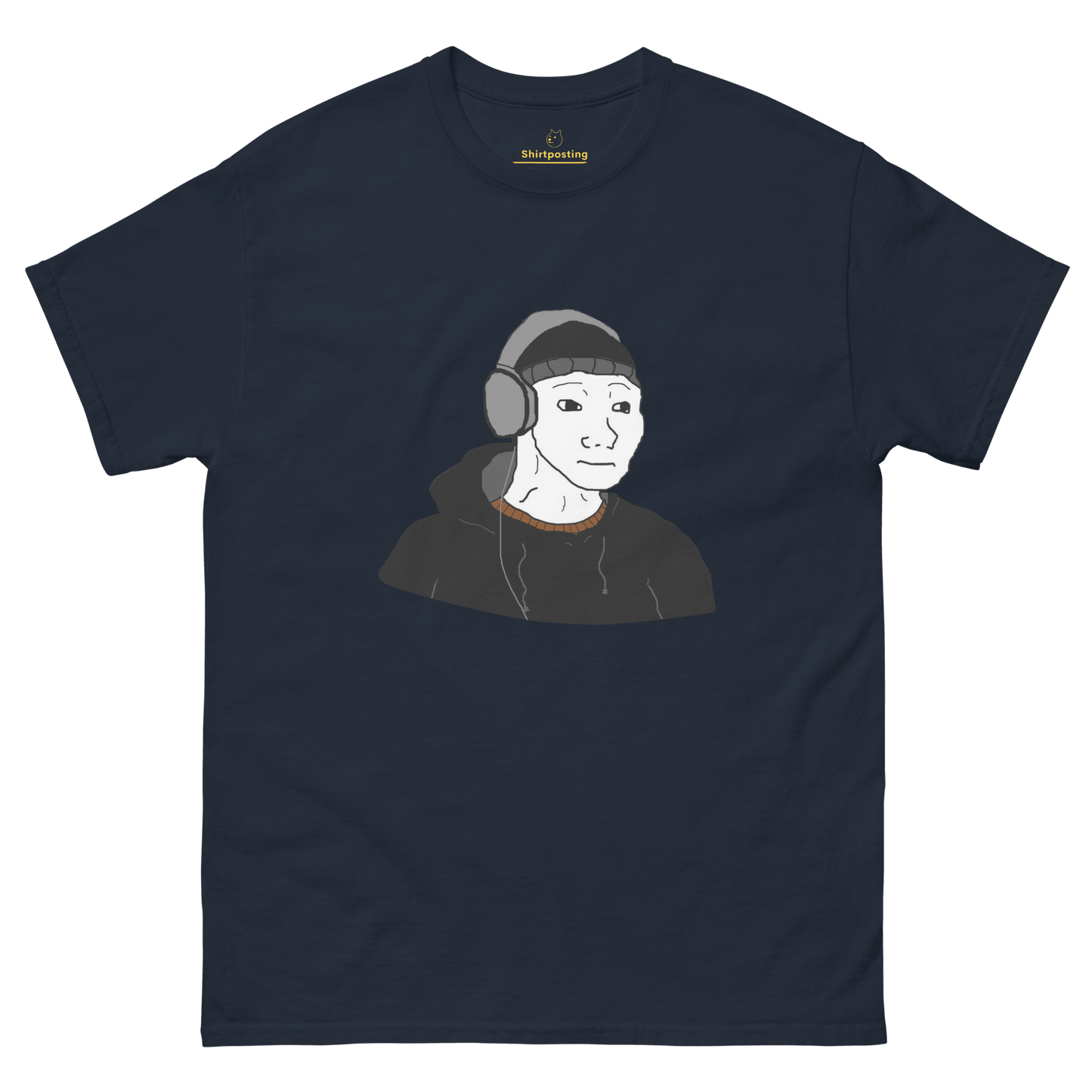 Doomer Wojak Classic T-Shirt Meme - Navy | Shirtposting