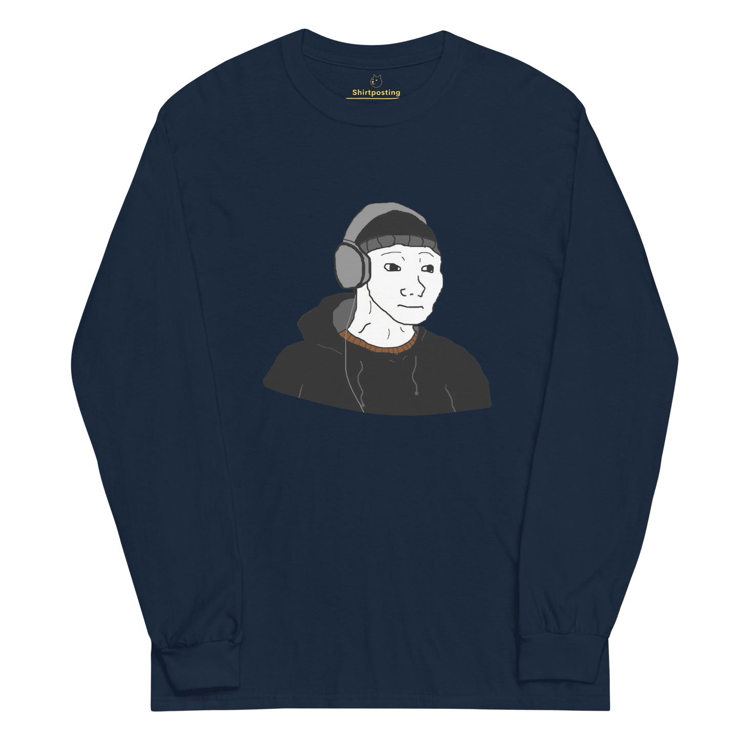 Doomer Wojak Long Sleeve T-Shirt Meme - Navy | Shirtposting