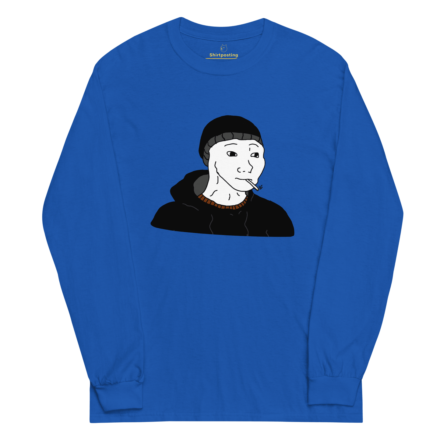 Doomer Wojak Long Sleeve T-Shirt Meme - Royal | Shirtposting
