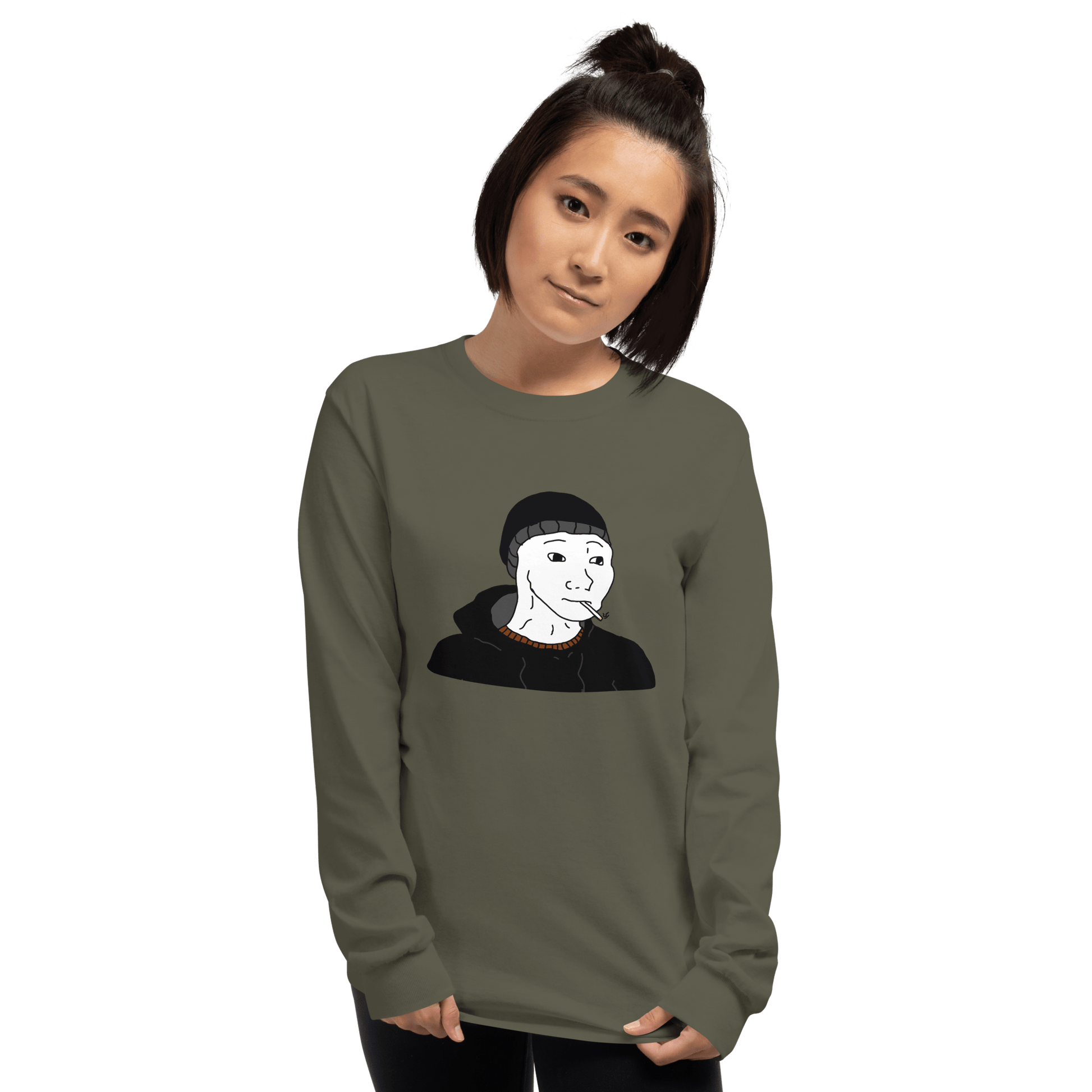 Doomer Wojak Long Sleeve T-Shirt Meme - Sport Grey | Shirtposting