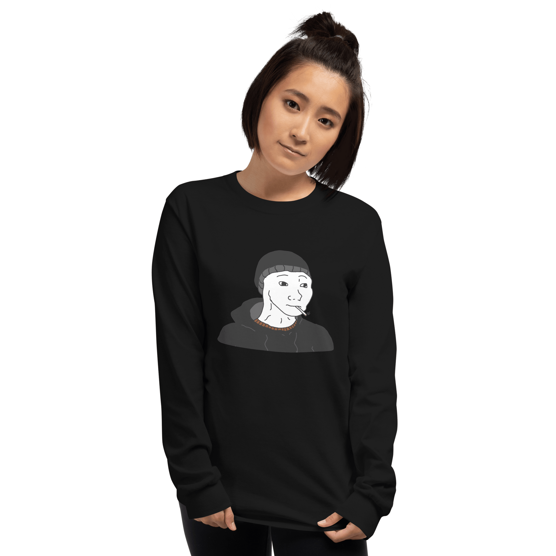 Doomer Wojak Long Sleeve T-Shirt Meme - Sport Grey | Shirtposting