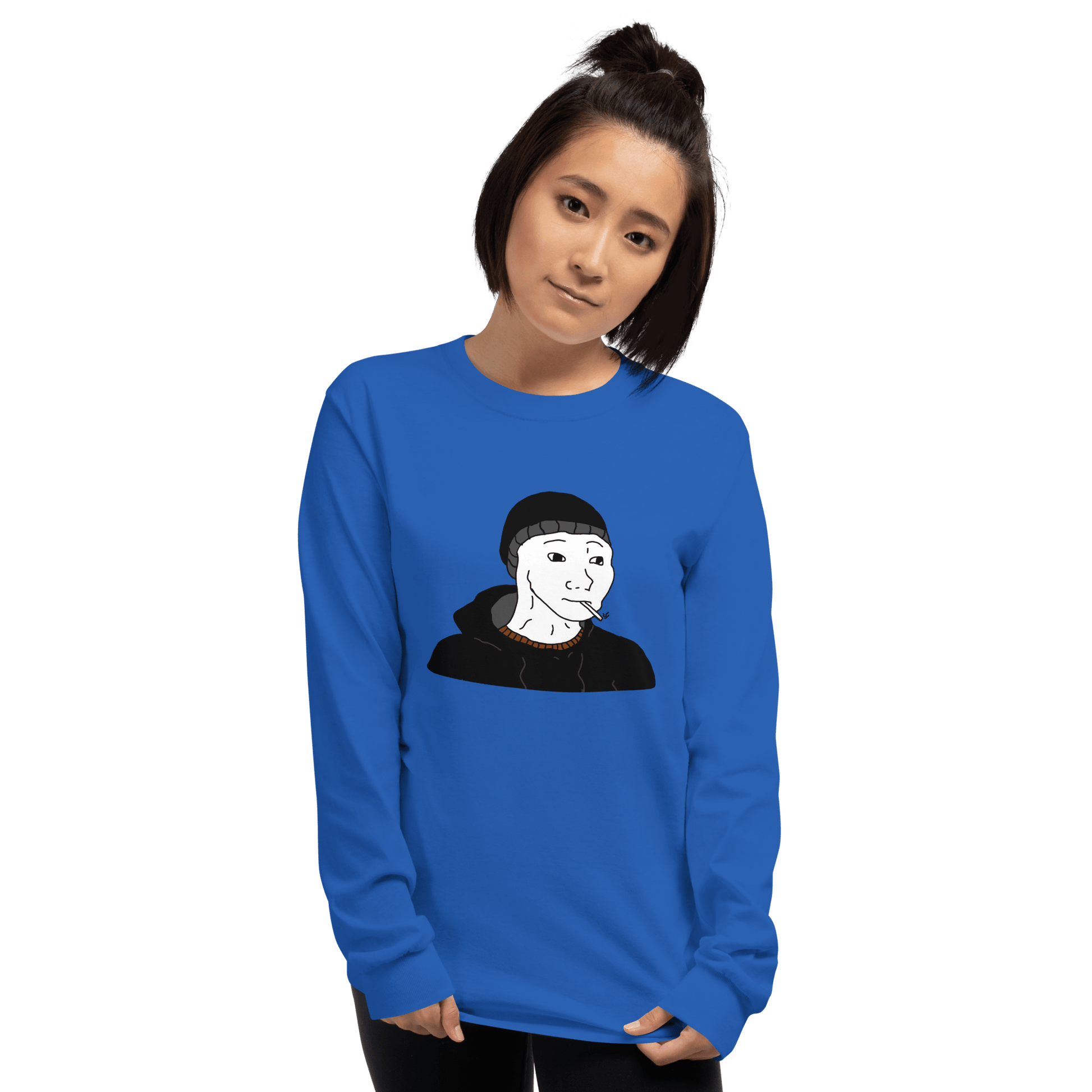 Doomer Wojak Long Sleeve T-Shirt Meme - Sport Grey | Shirtposting