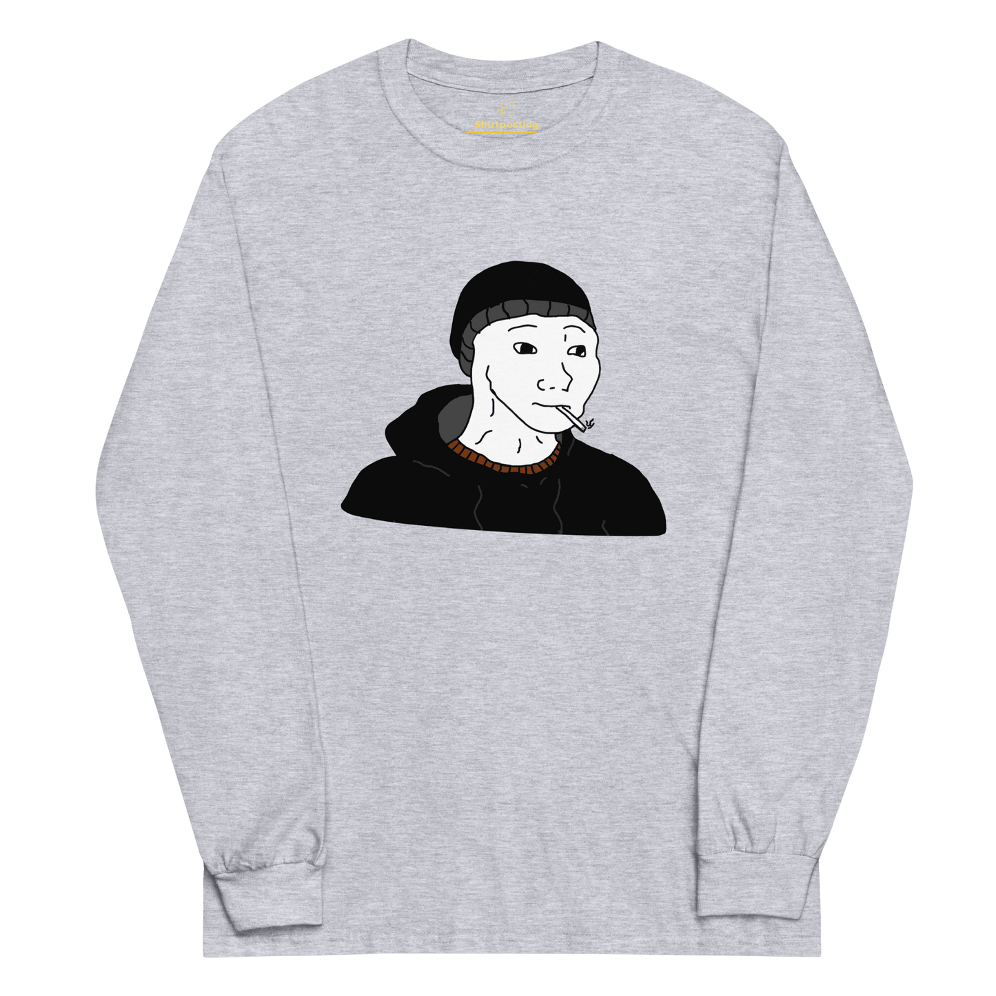 Doomer Wojak Long Sleeve T-Shirt Meme - Sport Grey | Shirtposting