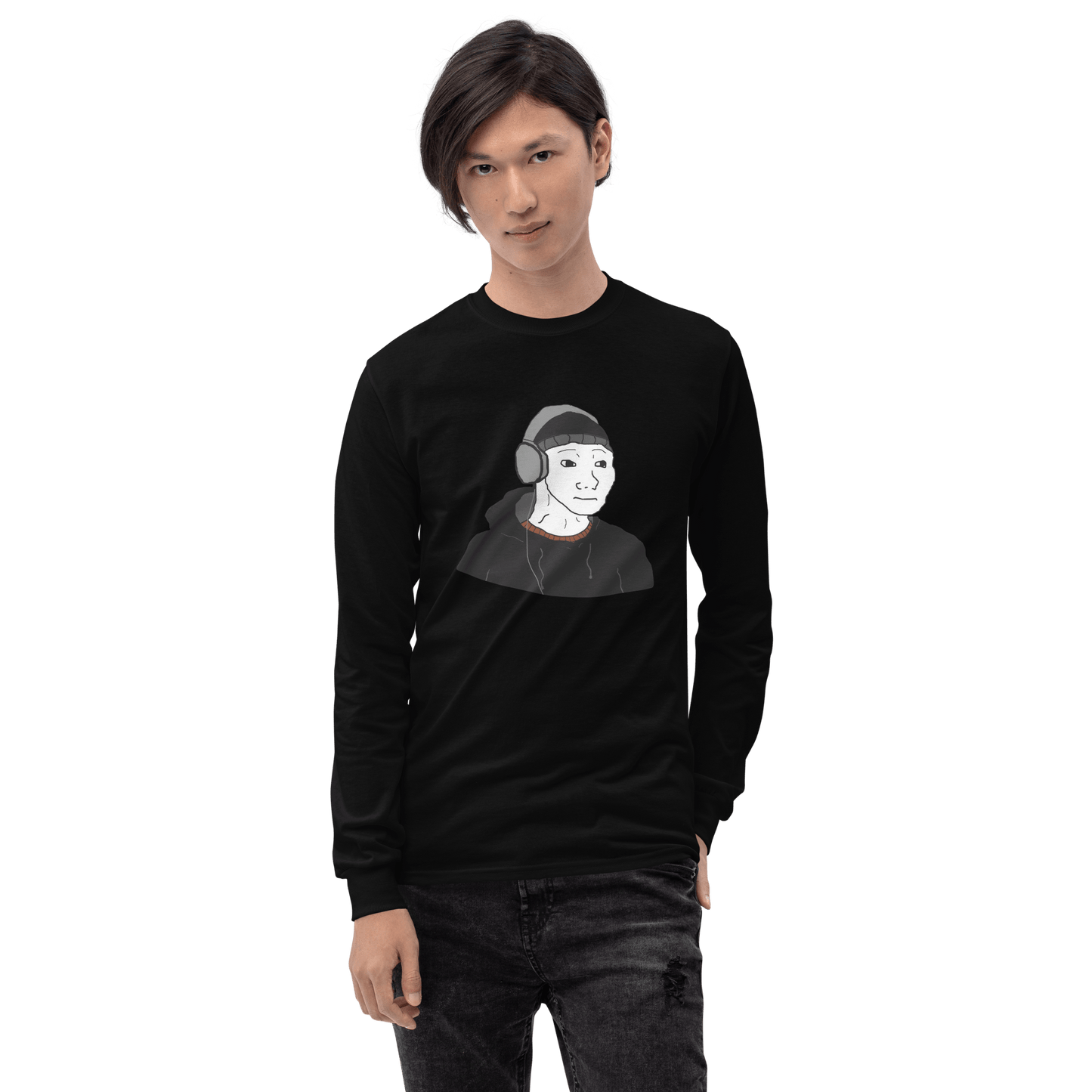 Doomer Wojak Long Sleeve T-Shirt Meme - Sport Grey | Shirtposting