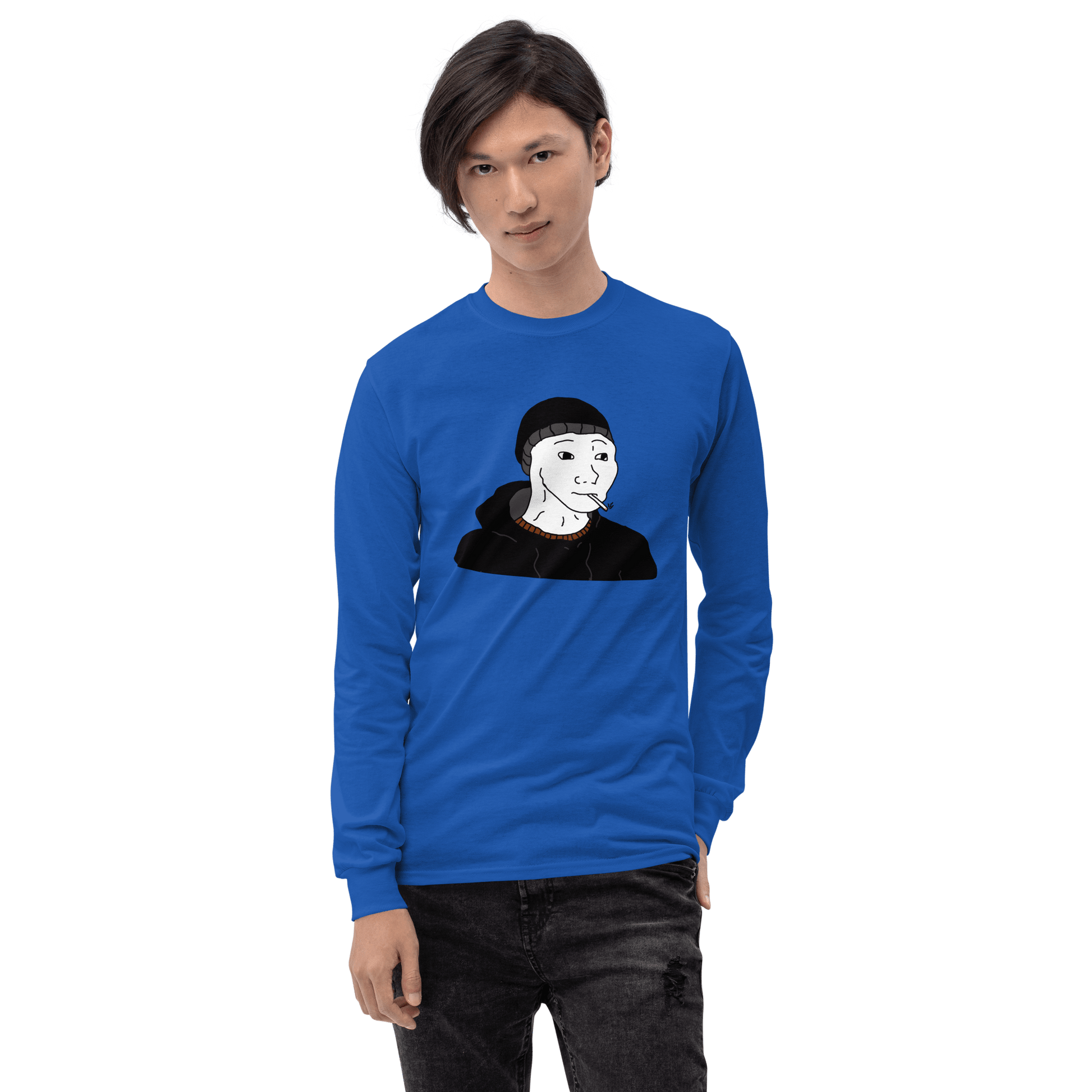 Doomer Wojak Long Sleeve T-Shirt Meme - Sport Grey | Shirtposting