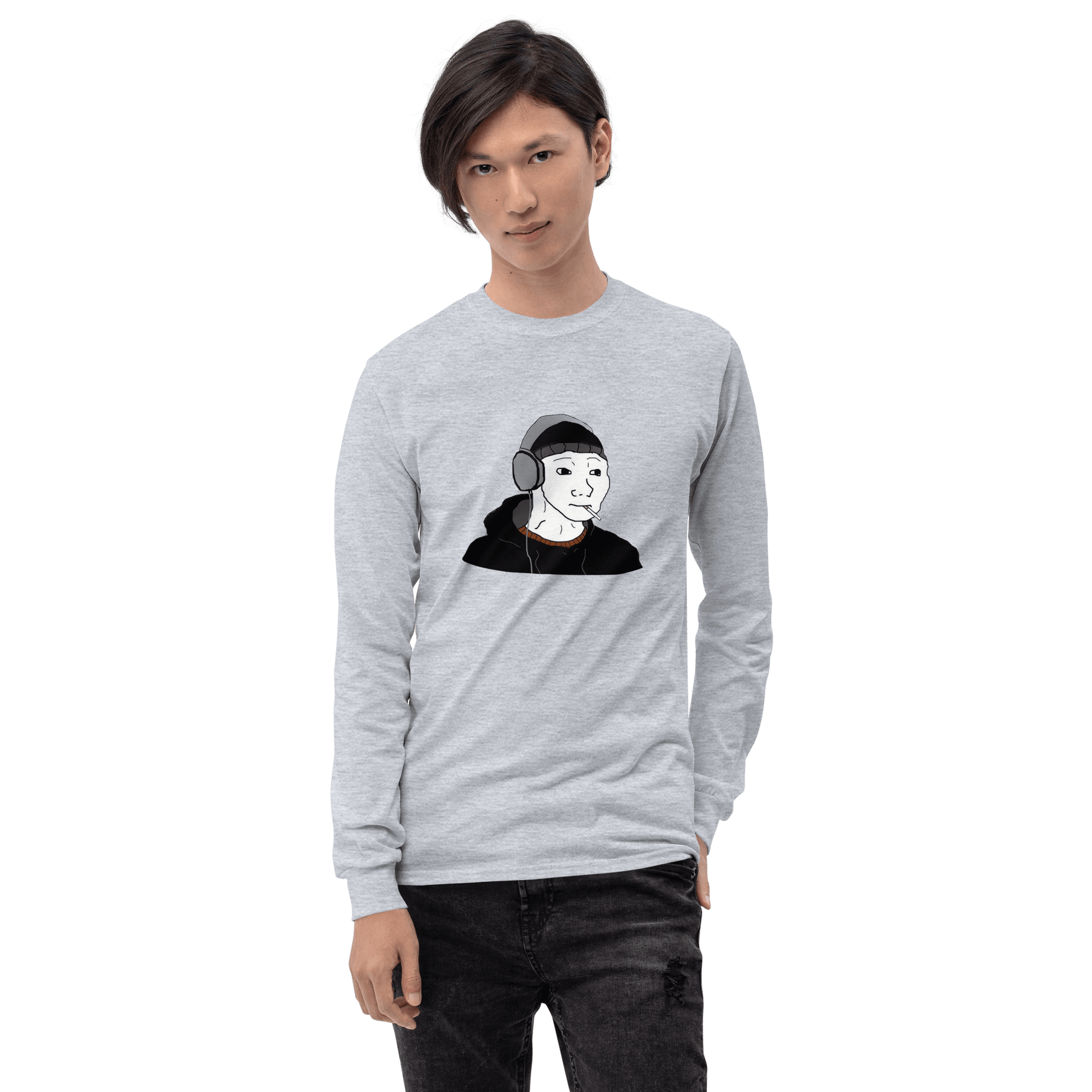 Doomer Wojak Long Sleeve T-Shirt Meme - Sport Grey | Shirtposting