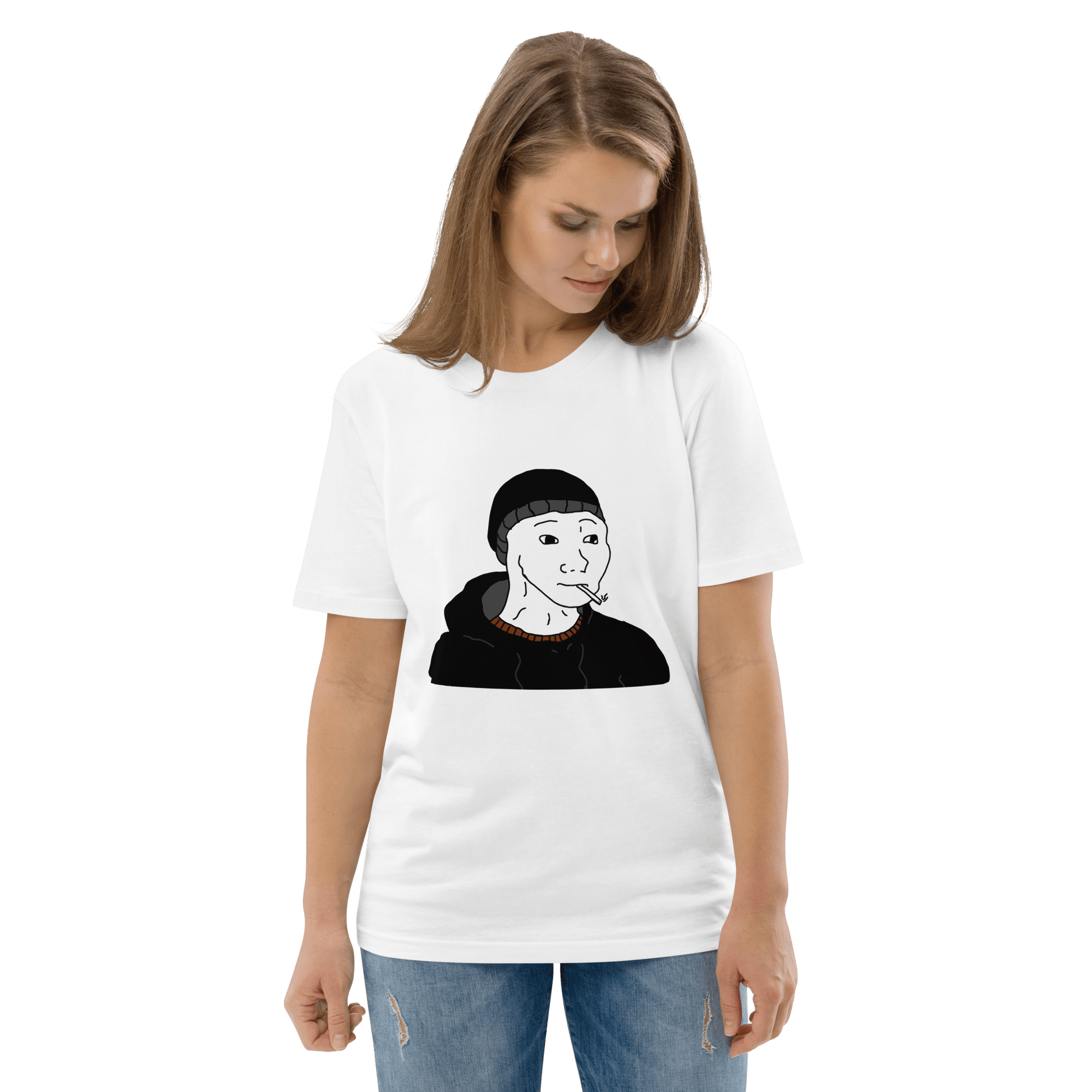 Doomer Wojak Premium Organic T-Shirt Meme - Dark Heather Grey | Shirtposting