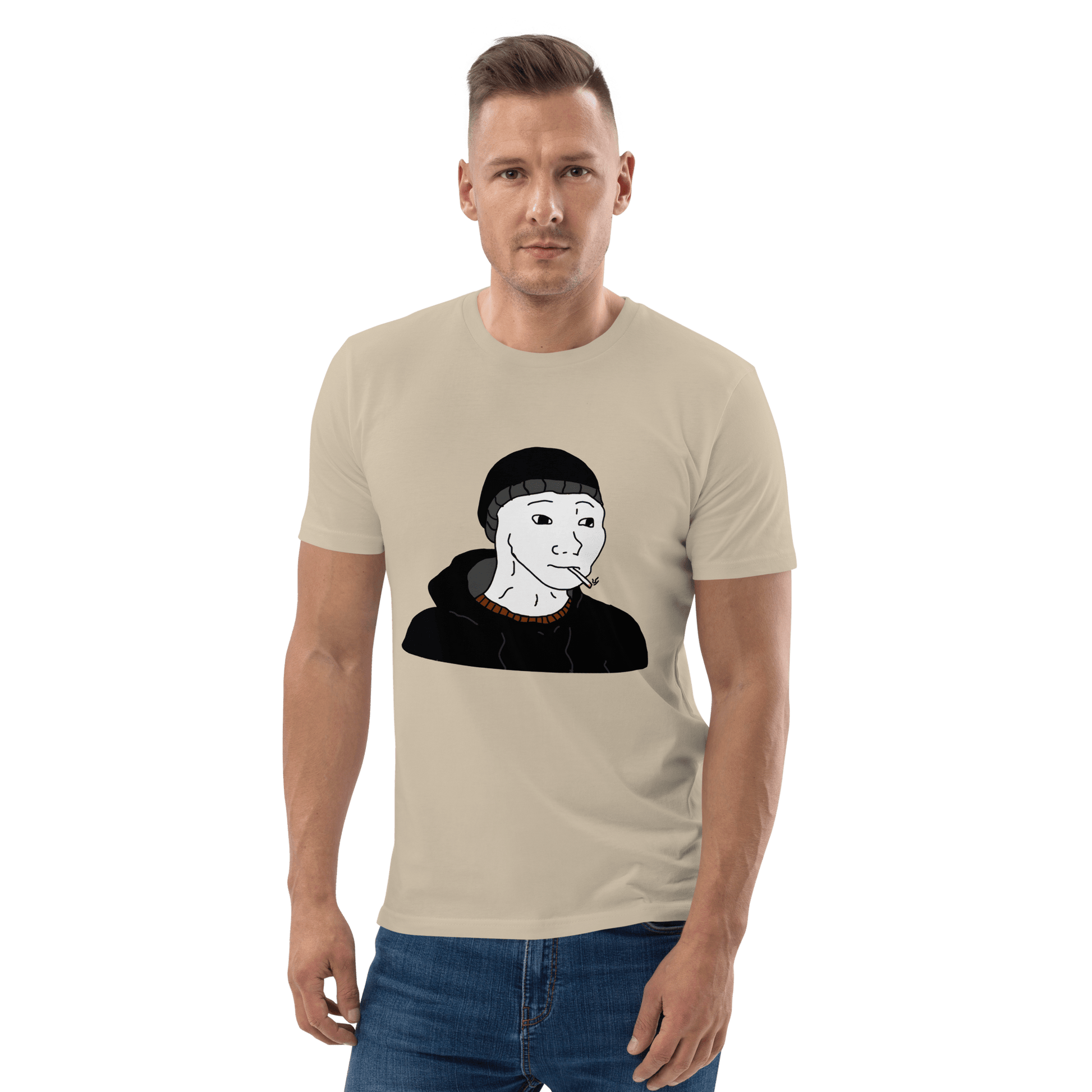 Doomer Wojak Premium Organic T-Shirt Meme - Dark Heather Grey | Shirtposting