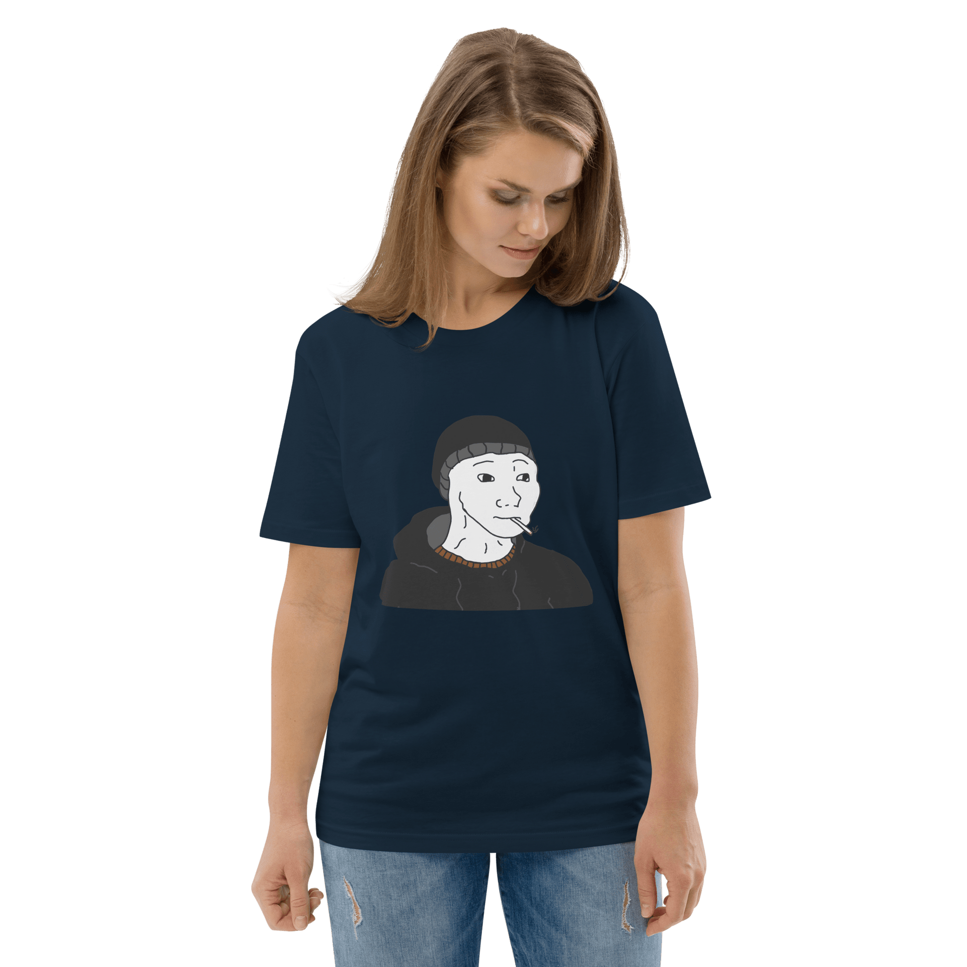 Doomer Wojak Premium Organic T-Shirt Meme - Dark Heather Grey | Shirtposting