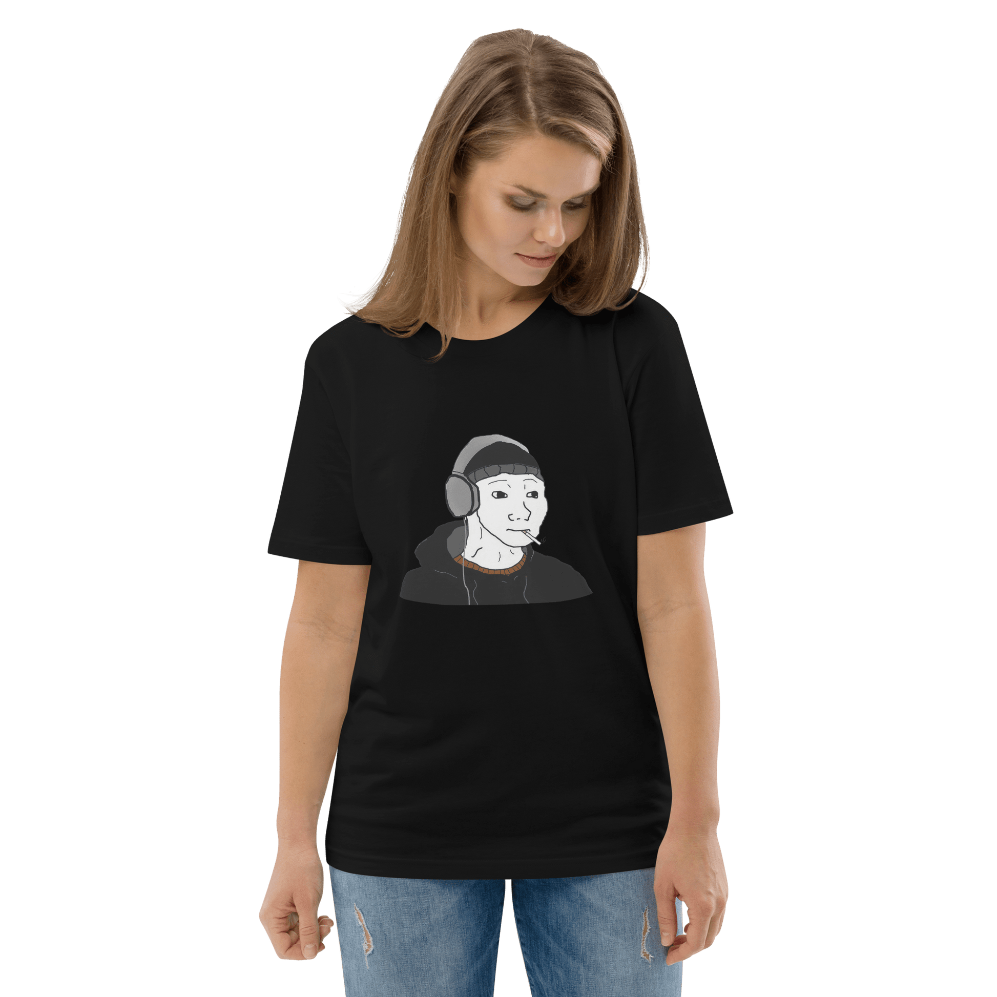 Doomer Wojak Premium Organic T-Shirt Meme - Dark Heather Grey | Shirtposting