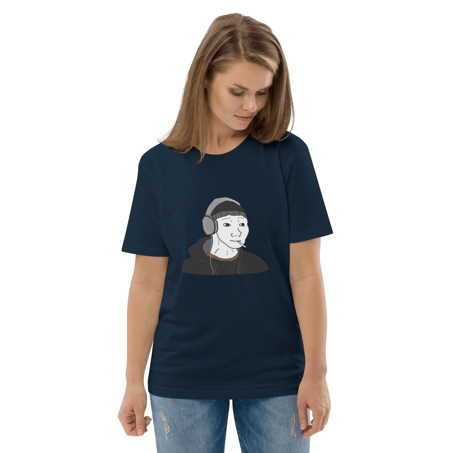 Doomer Wojak Premium Organic T-Shirt Meme - Dark Heather Grey | Shirtposting