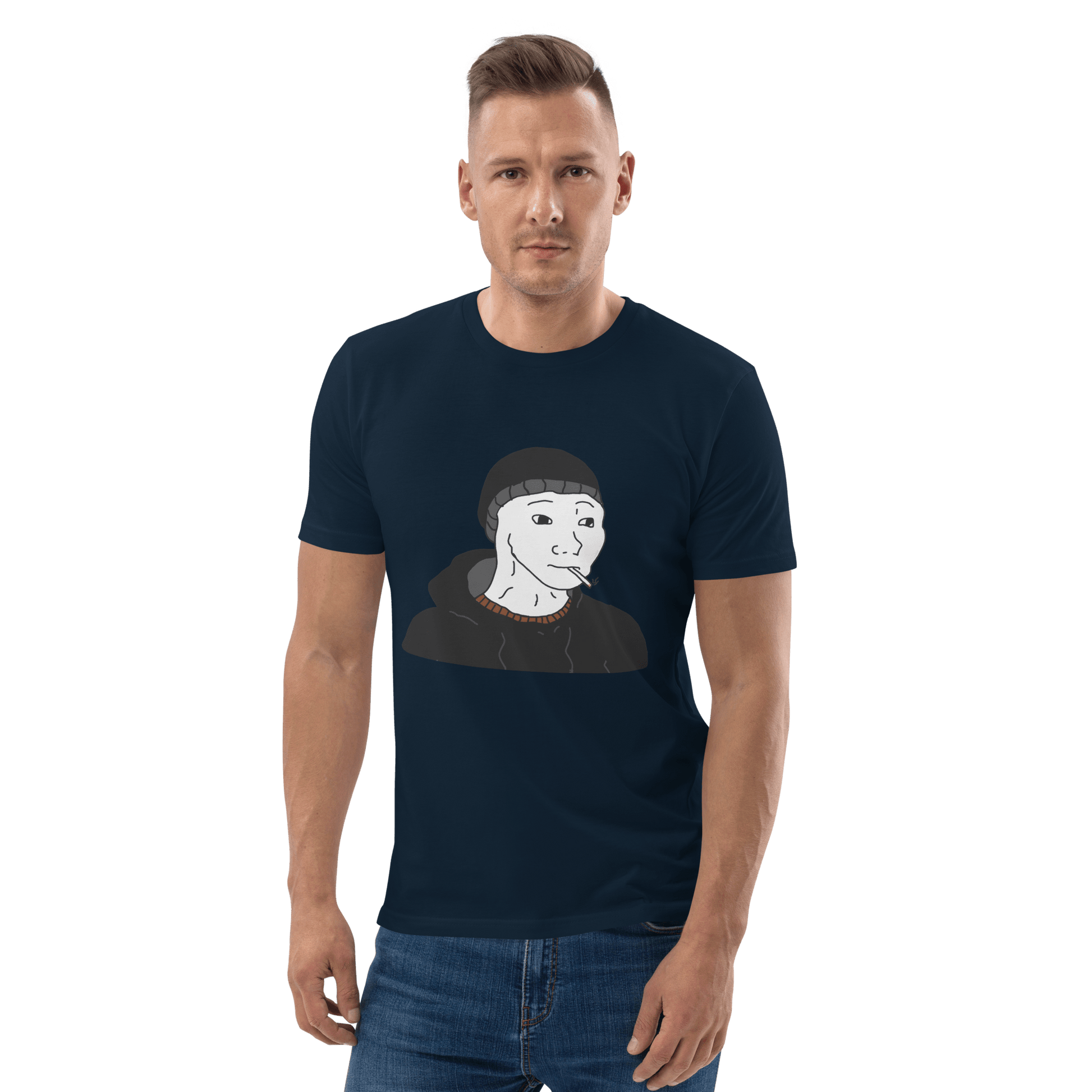 Doomer Wojak Premium Organic T-Shirt Meme - Dark Heather Grey | Shirtposting