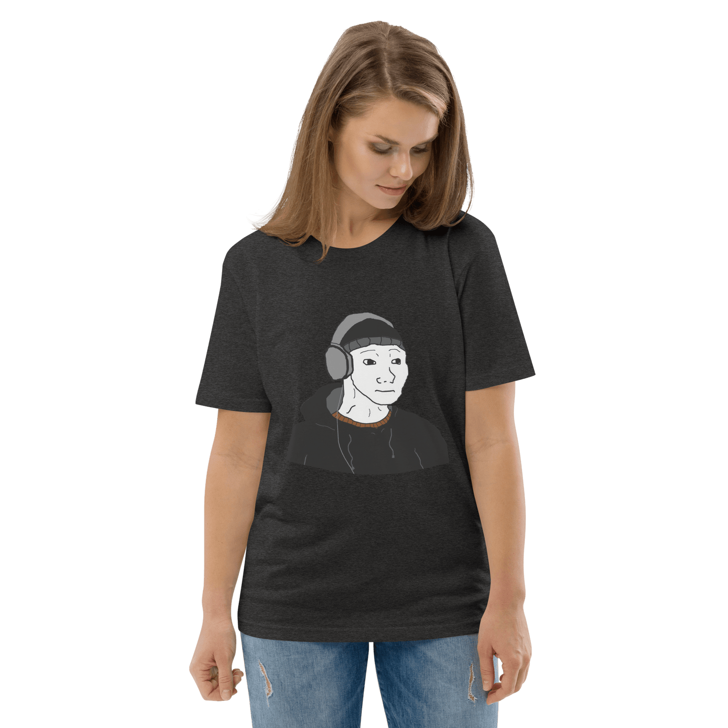 Doomer Wojak Premium Organic T-Shirt Meme - Dark Heather Grey | Shirtposting