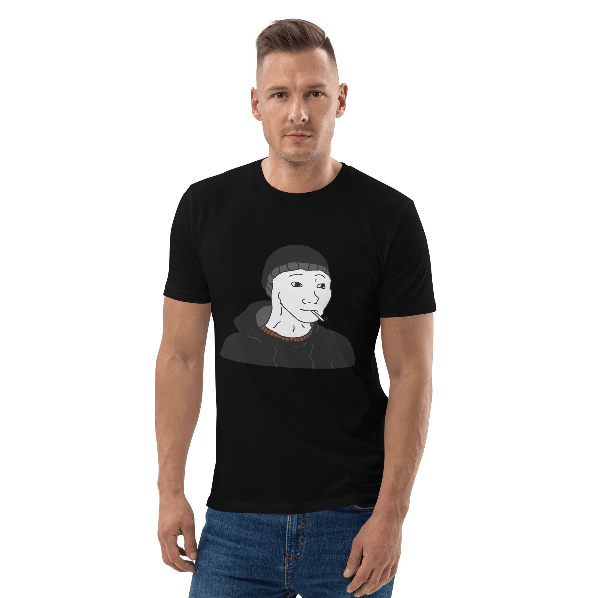 Doomer Wojak Premium Organic T-Shirt Meme - Dark Heather Grey | Shirtposting