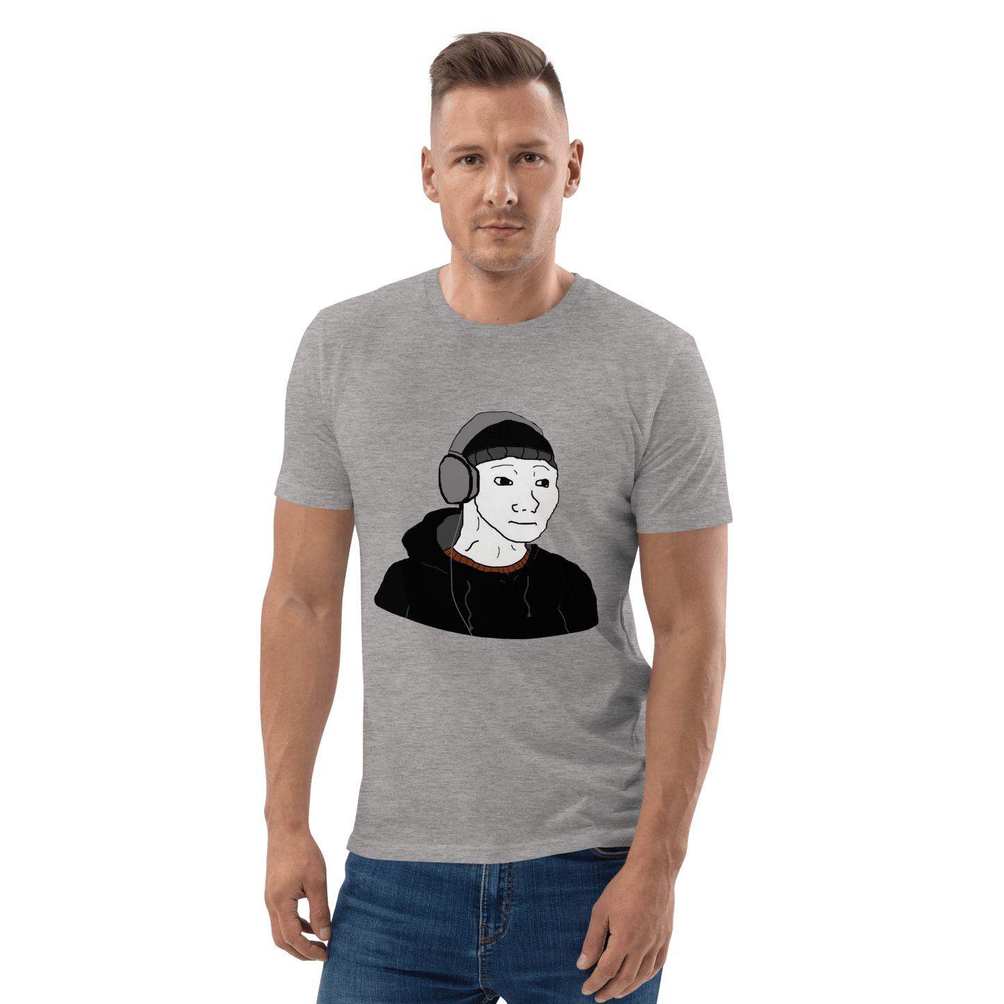 Doomer Wojak Premium Organic T-Shirt Meme - Dark Heather Grey | Shirtposting