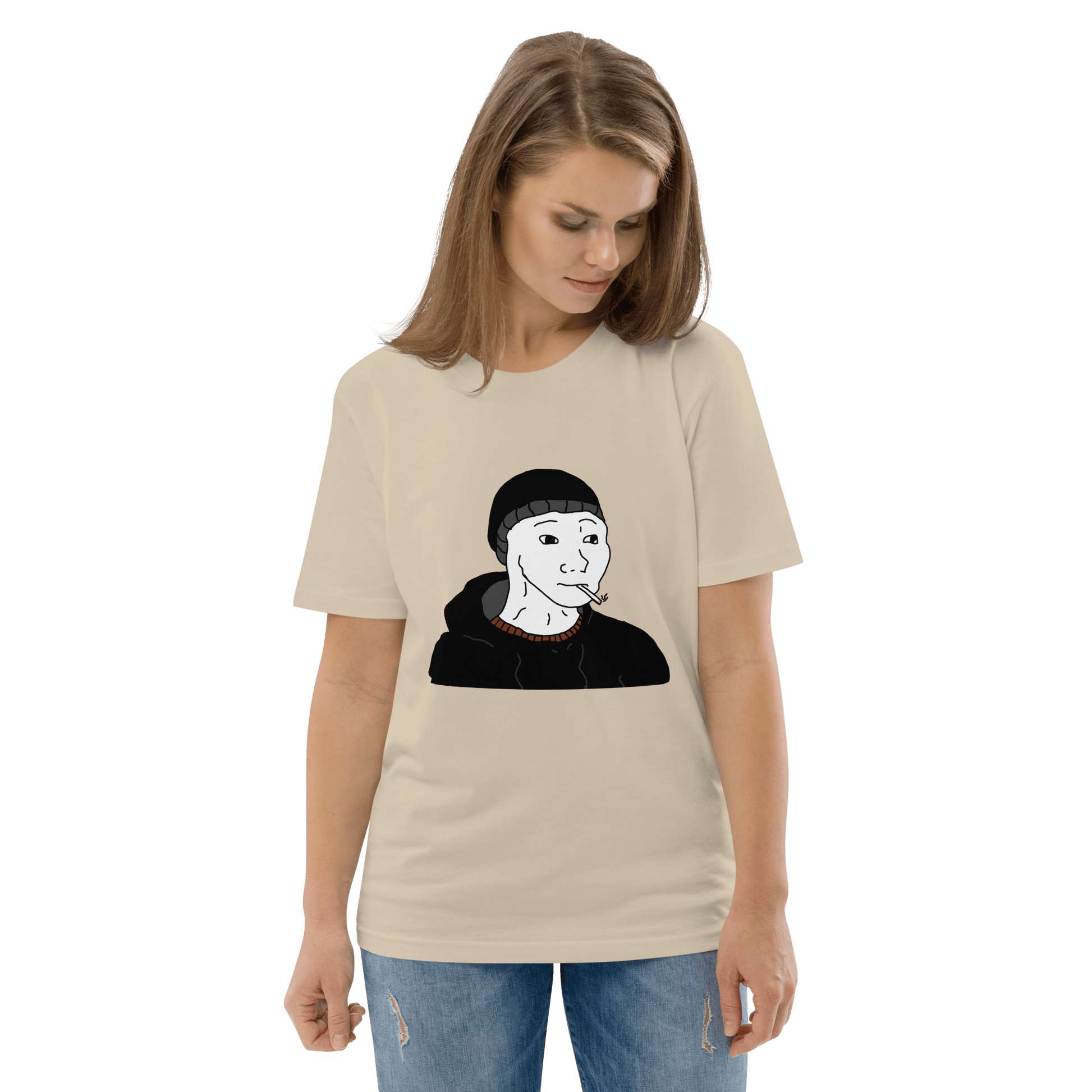 Doomer Wojak Premium Organic T-Shirt Meme - Dark Heather Grey | Shirtposting