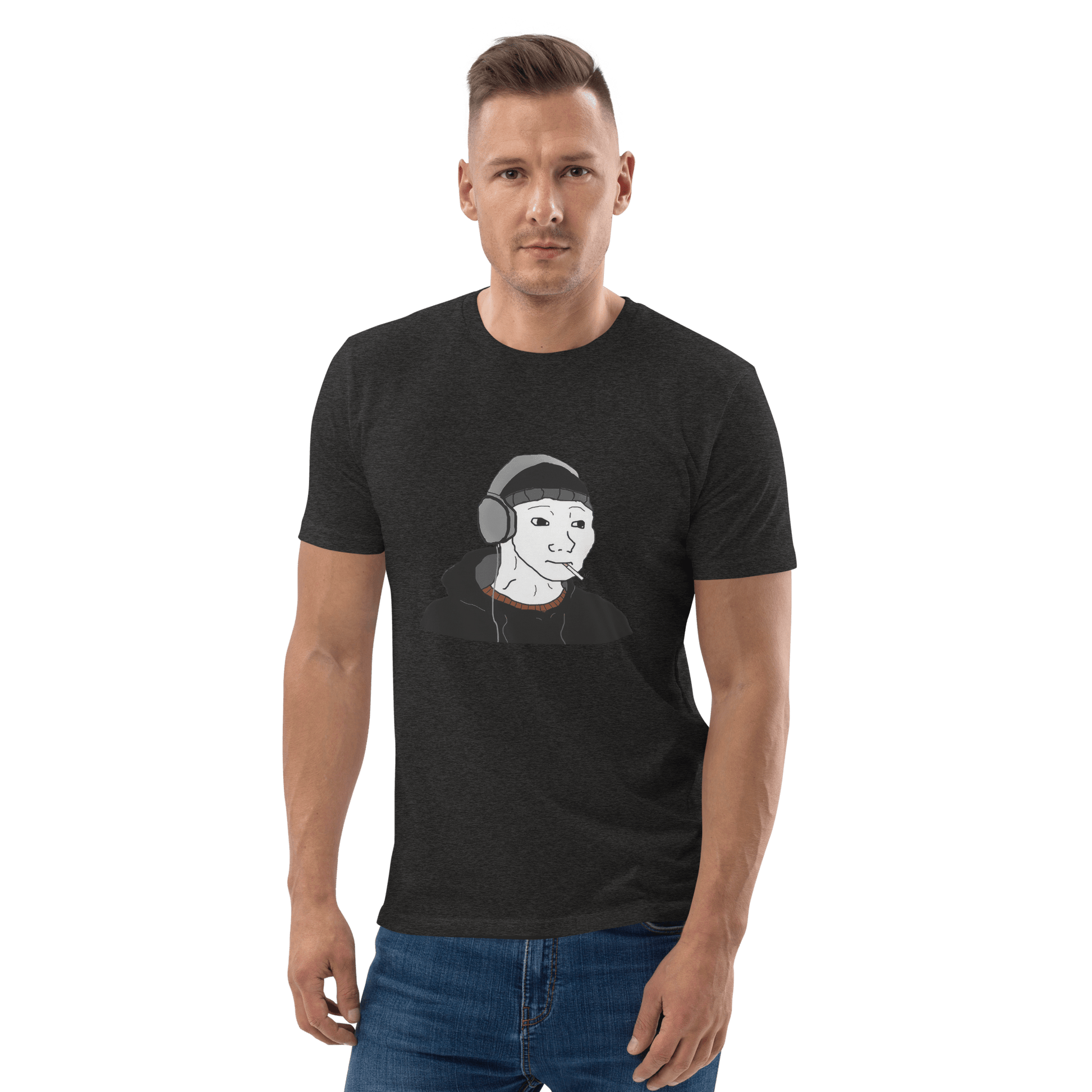 Doomer Wojak Premium Organic T-Shirt Meme - Dark Heather Grey | Shirtposting