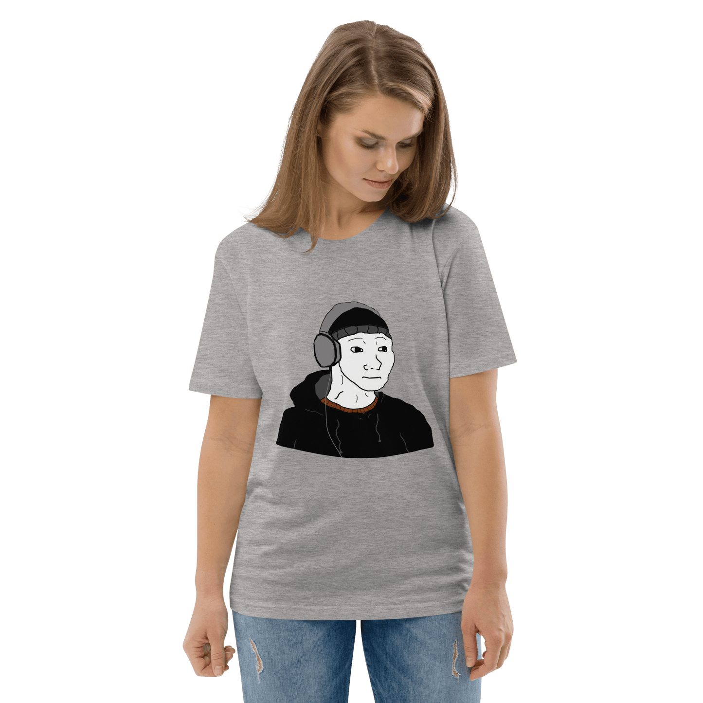 Doomer Wojak Premium Organic T-Shirt Meme - Dark Heather Grey | Shirtposting