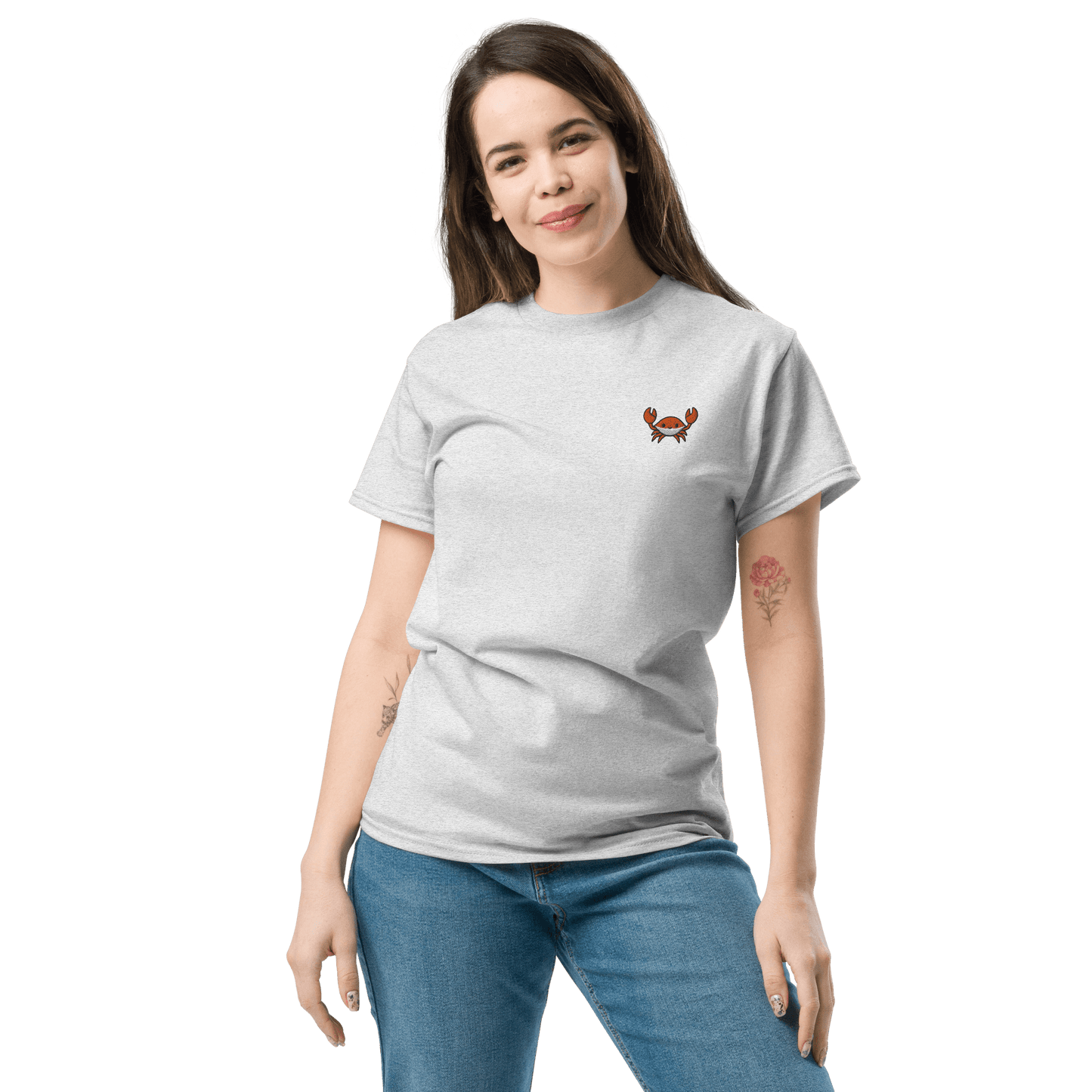 Embroidery Crab Classic T-Shirt Meme - Ash | Shirtposting