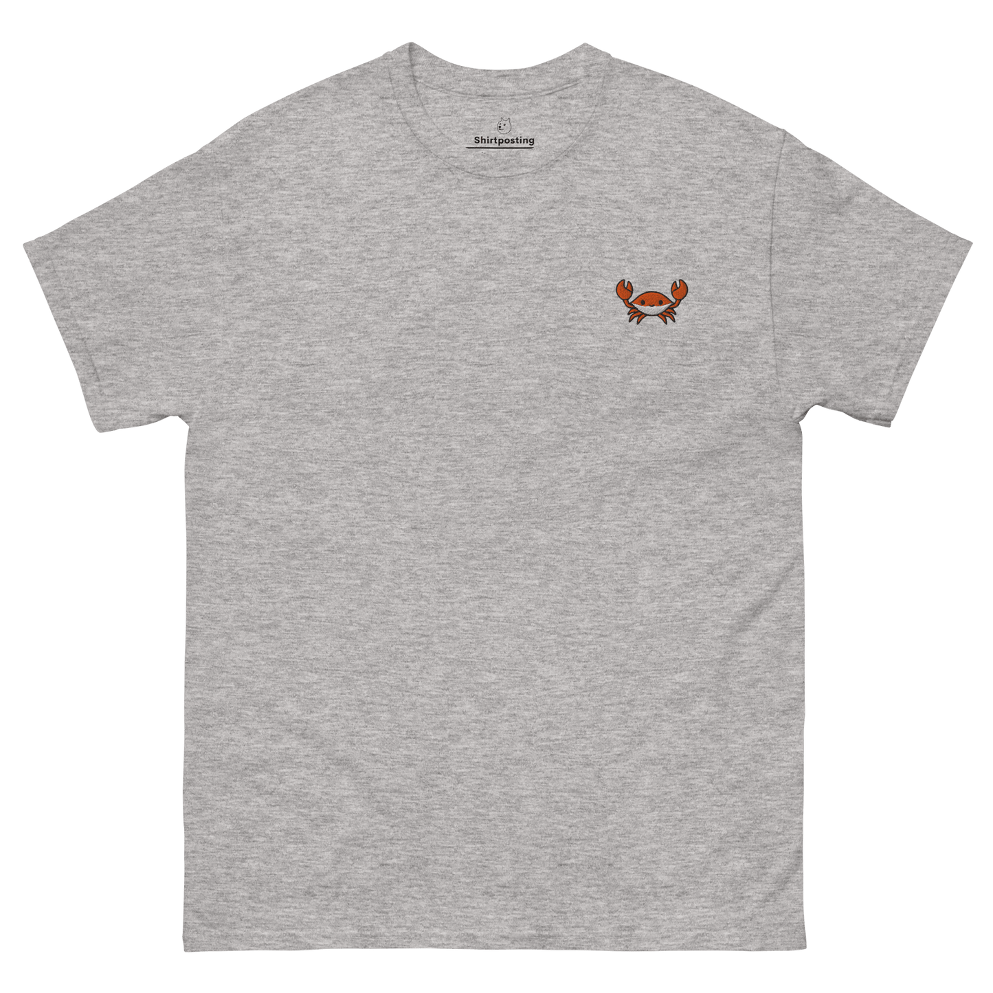 Embroidery Crab Classic T-Shirt Meme - Sport Grey | Shirtposting