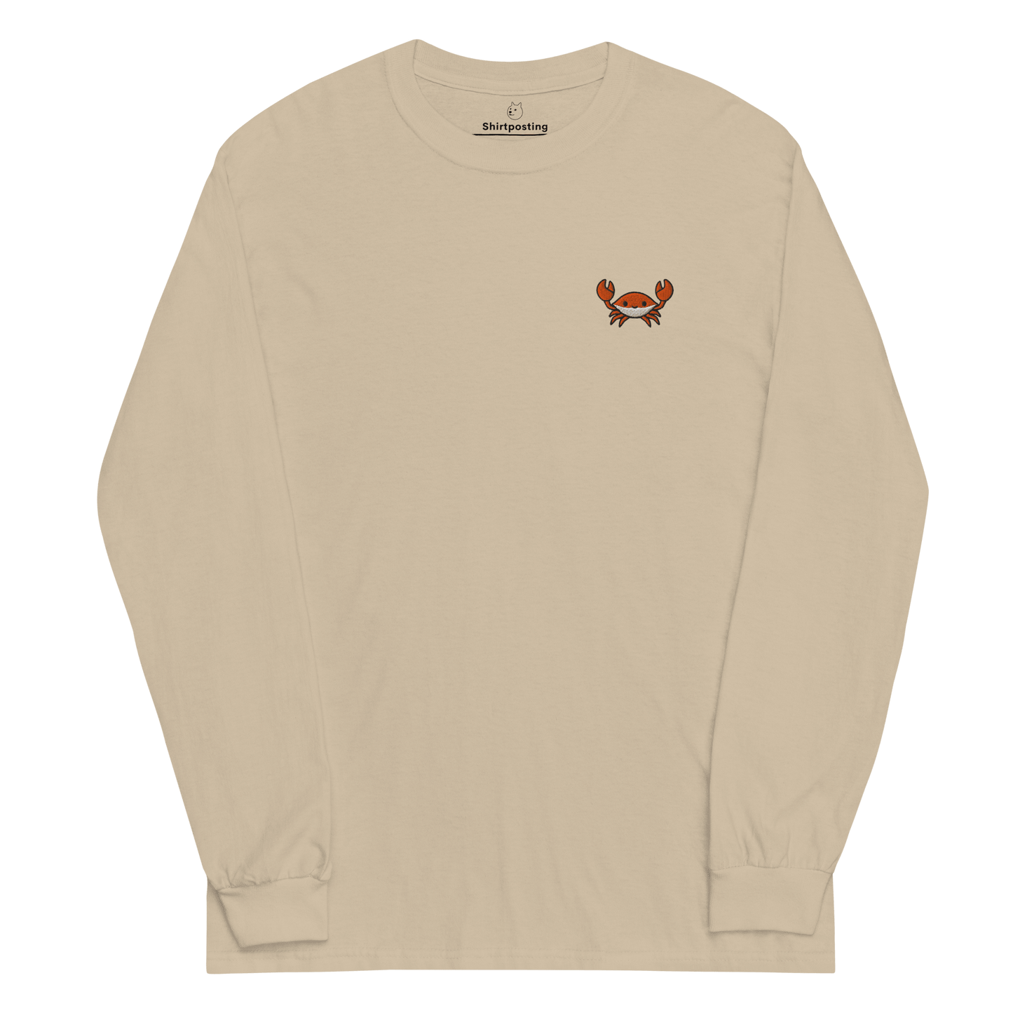 Embroidery Crab Long Sleeve T-Shirt Meme - Sand | Shirtposting