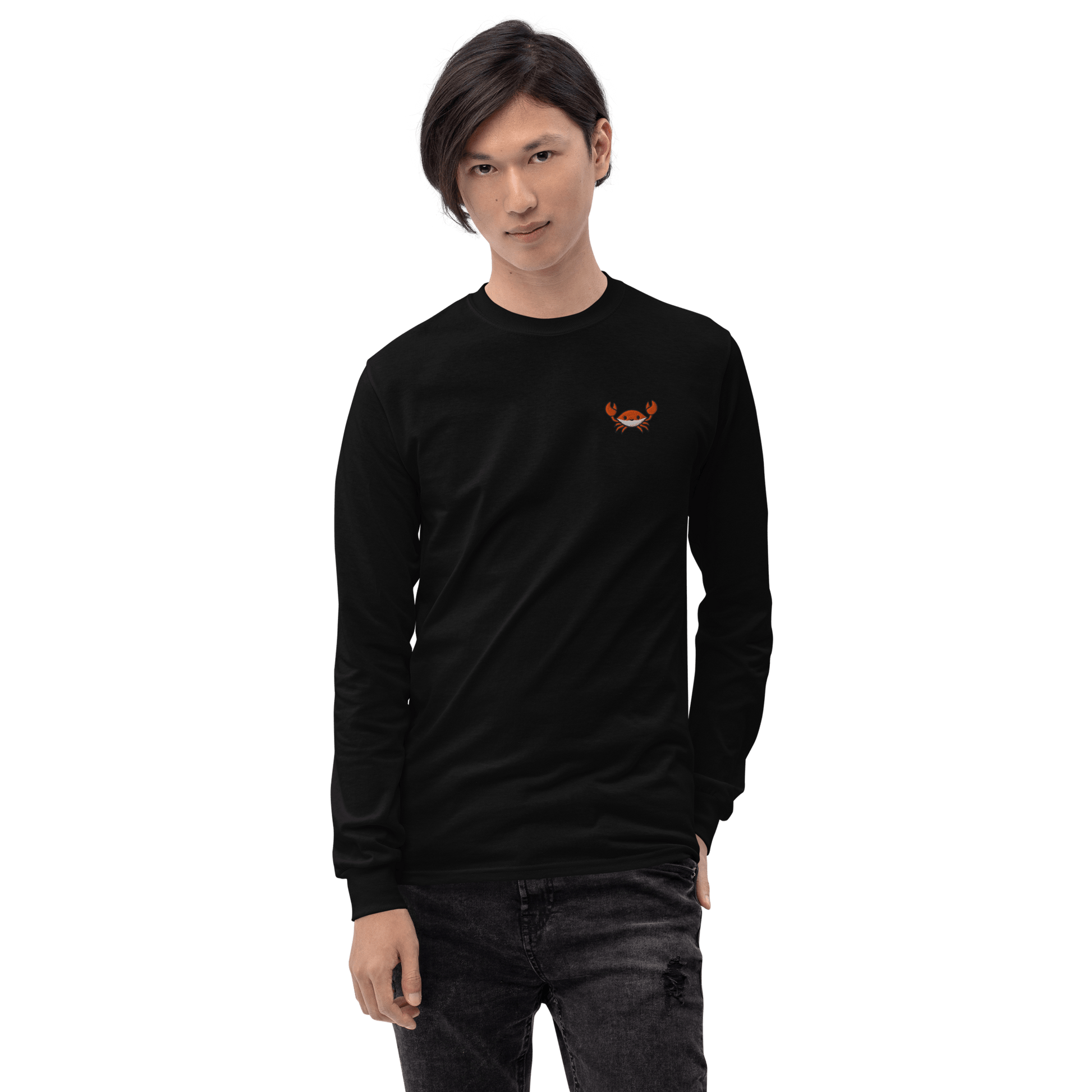 Embroidery Crab Long Sleeve T-Shirt Meme - Sport Grey | Shirtposting