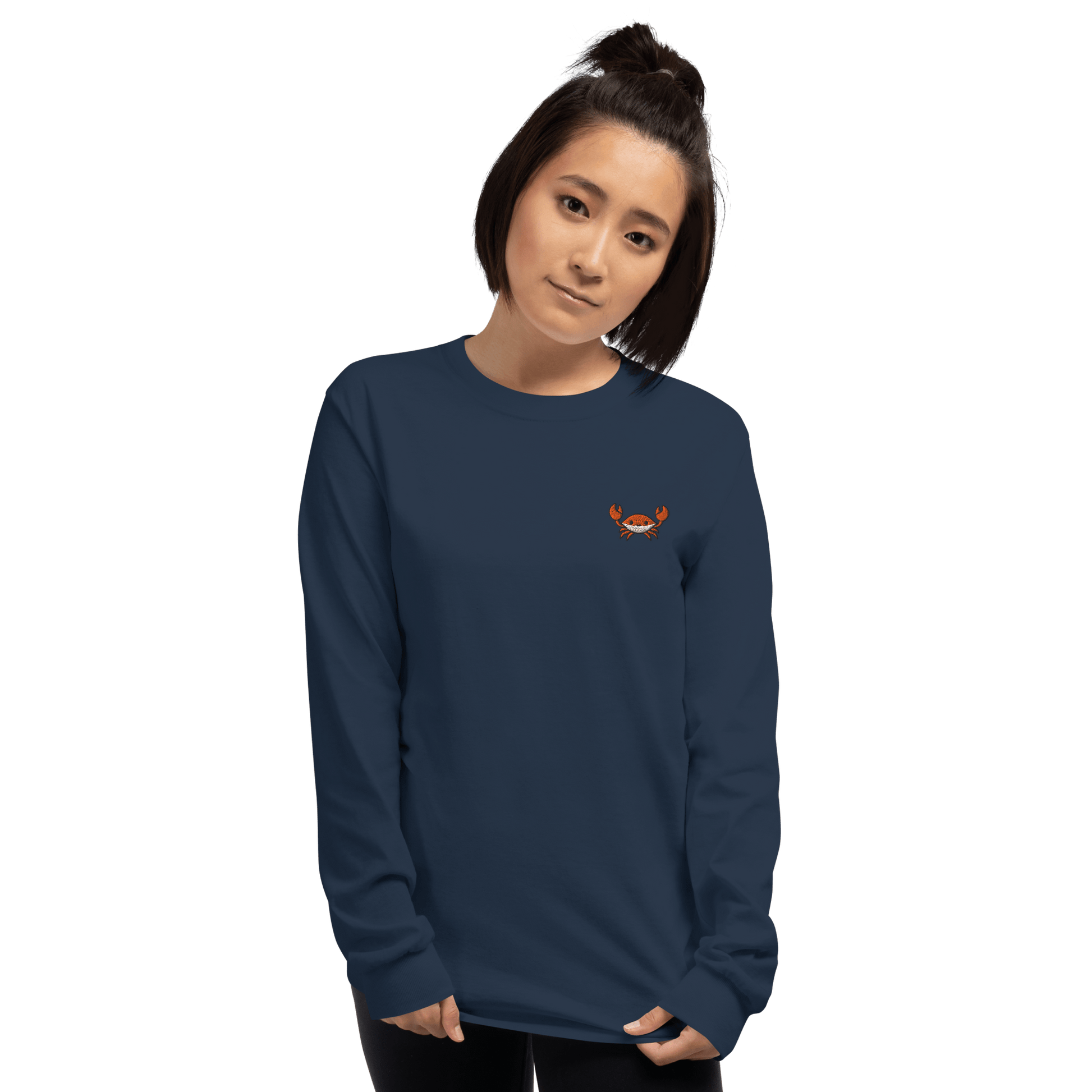 Embroidery Crab Long Sleeve T-Shirt Meme - Sport Grey | Shirtposting