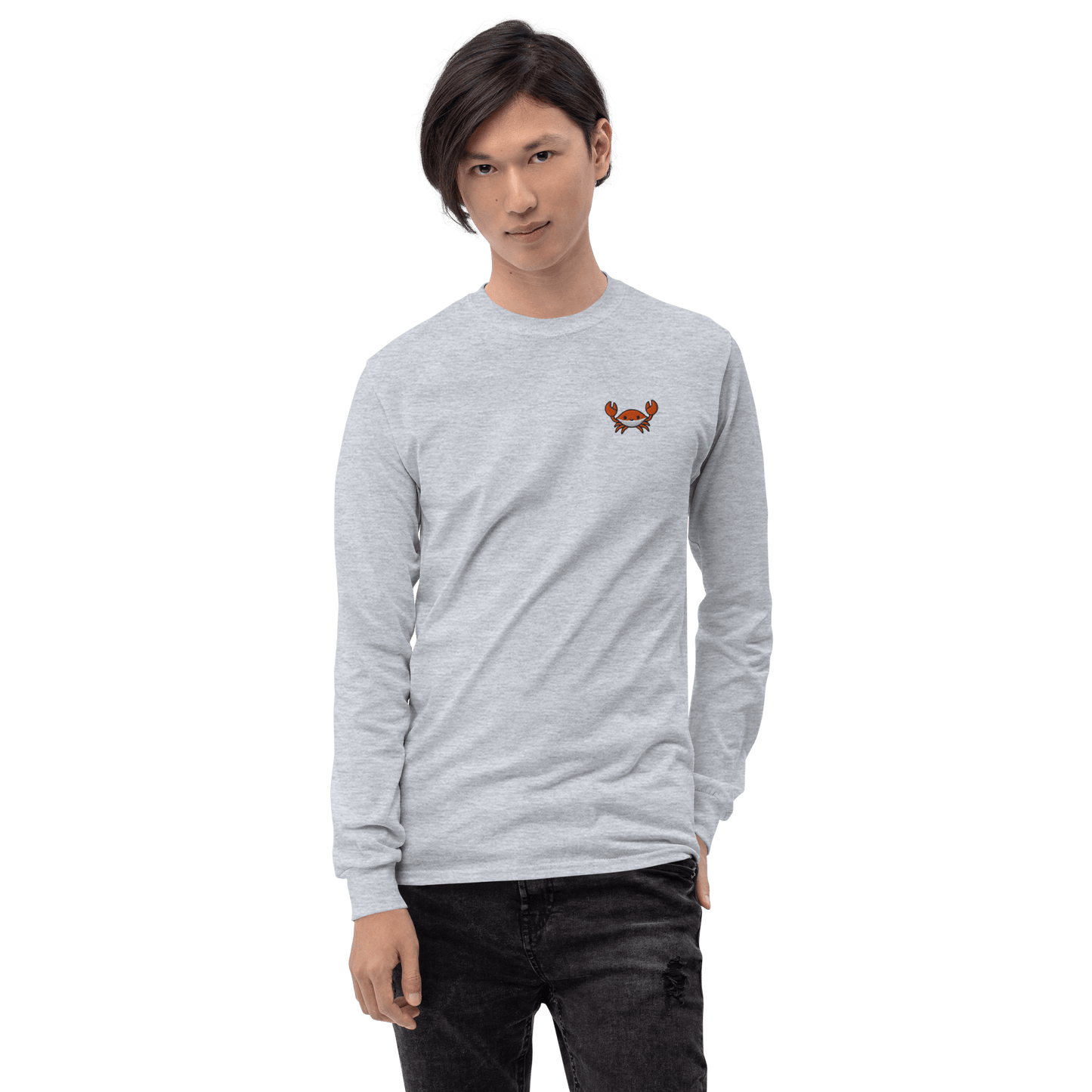 Embroidery Crab Long Sleeve T-Shirt Meme - Sport Grey | Shirtposting