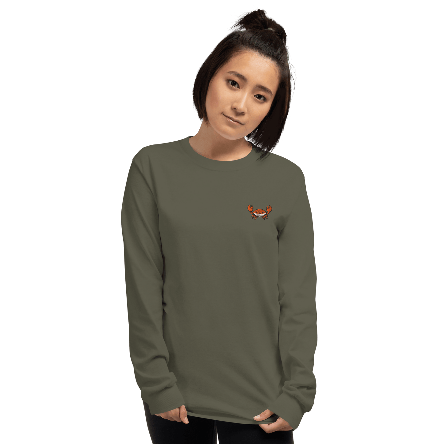 Embroidery Crab Long Sleeve T-Shirt Meme - Sport Grey | Shirtposting