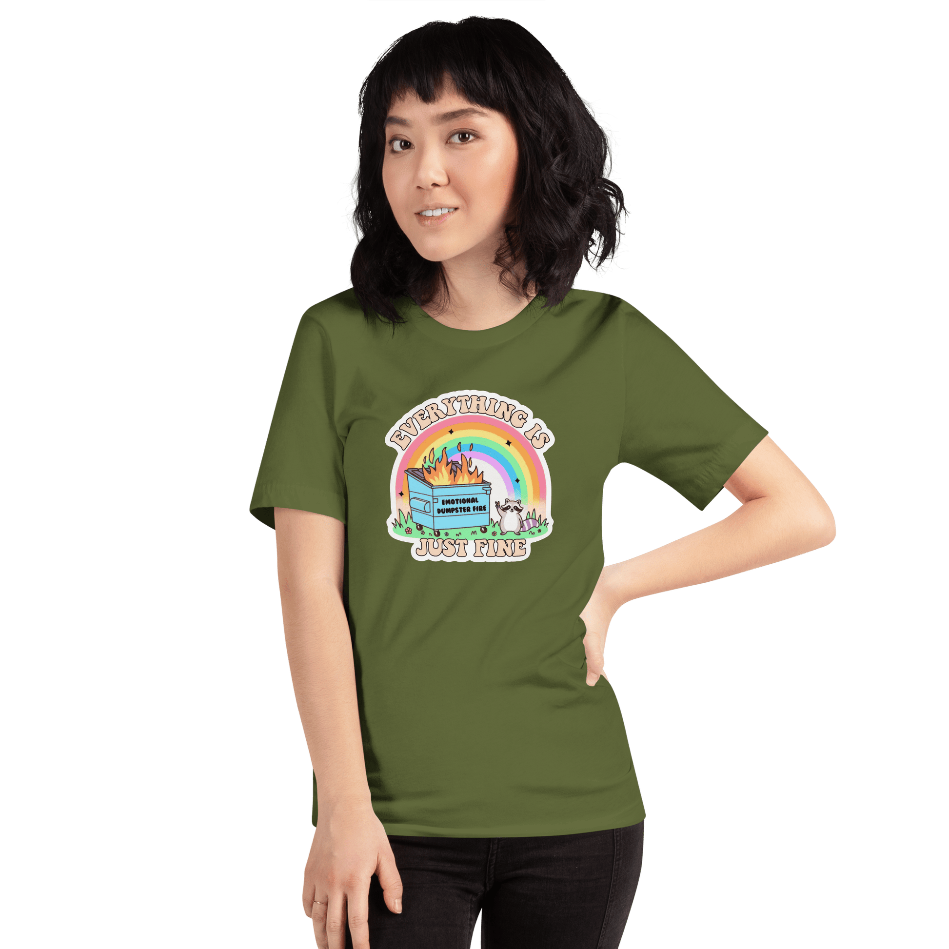 Everything is Just Fine Classic T-Shirt Meme - Military Green | Shirtposting