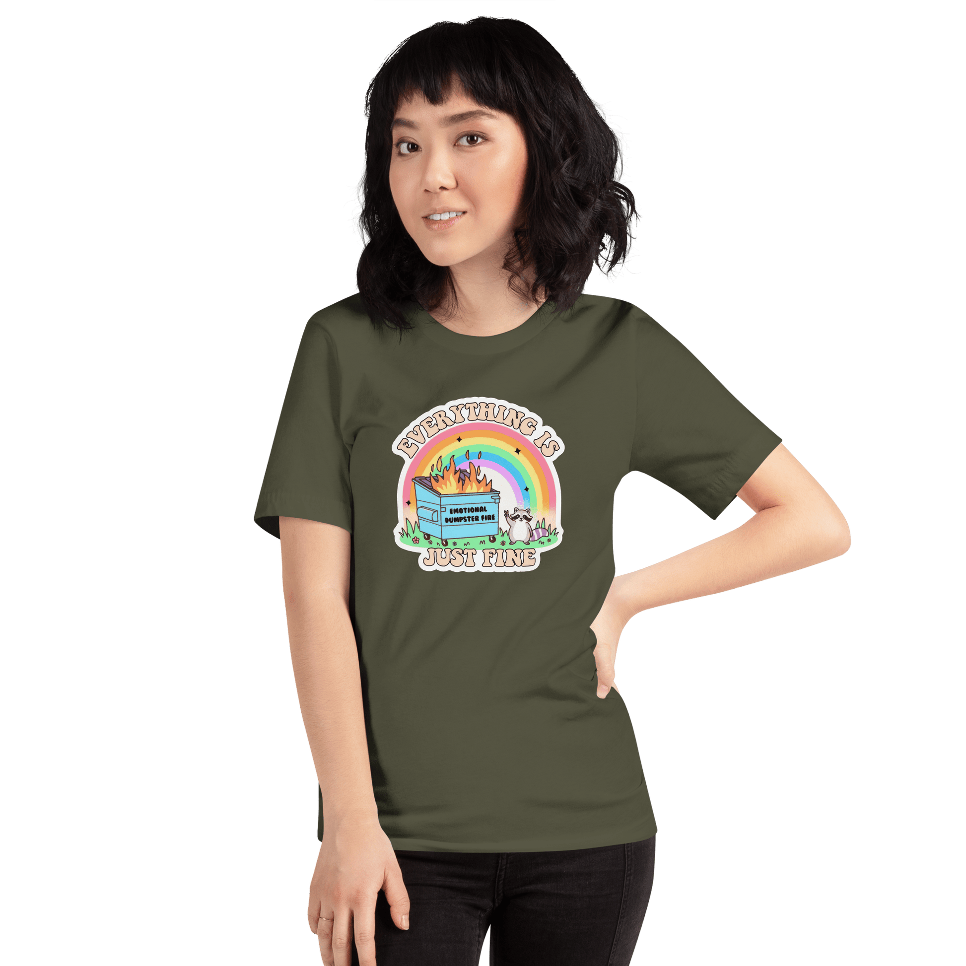 Everything is Just Fine Classic T-Shirt Meme - Military Green | Shirtposting