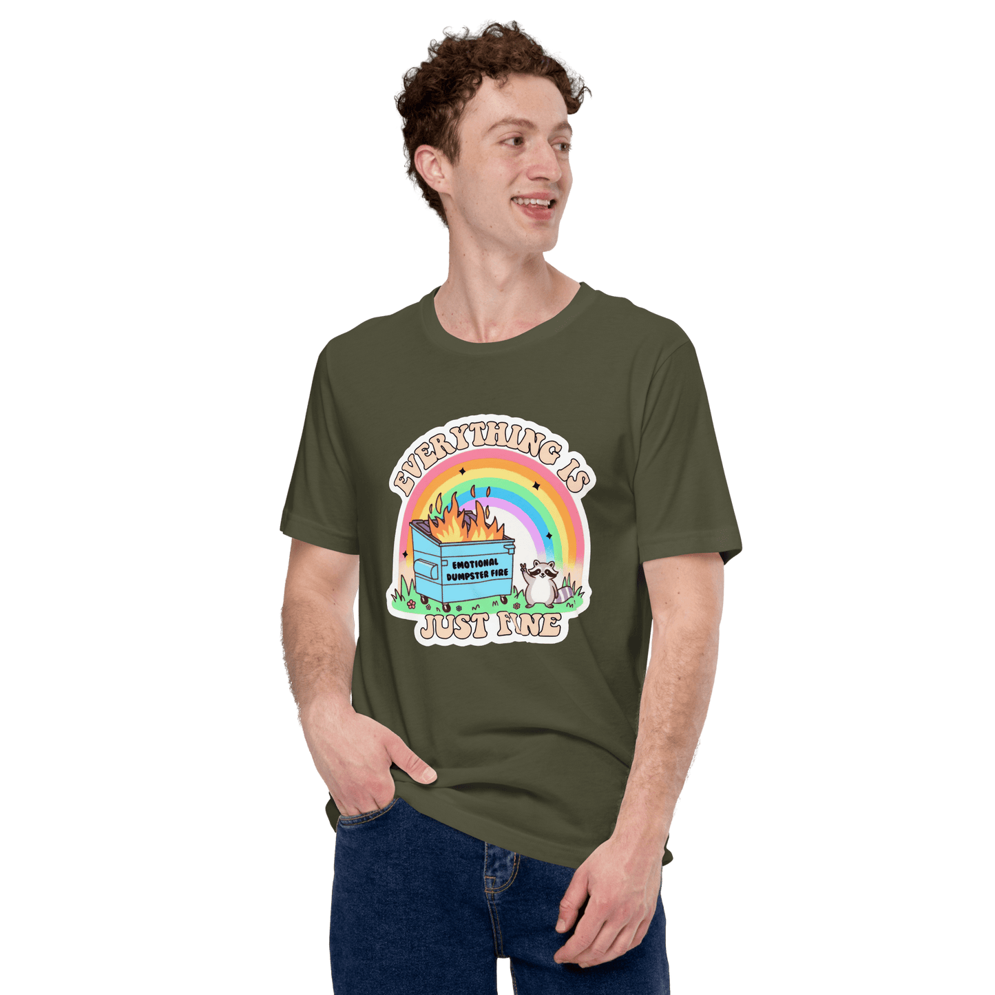 Everything is Just Fine Classic T-Shirt Meme - Military Green | Shirtposting