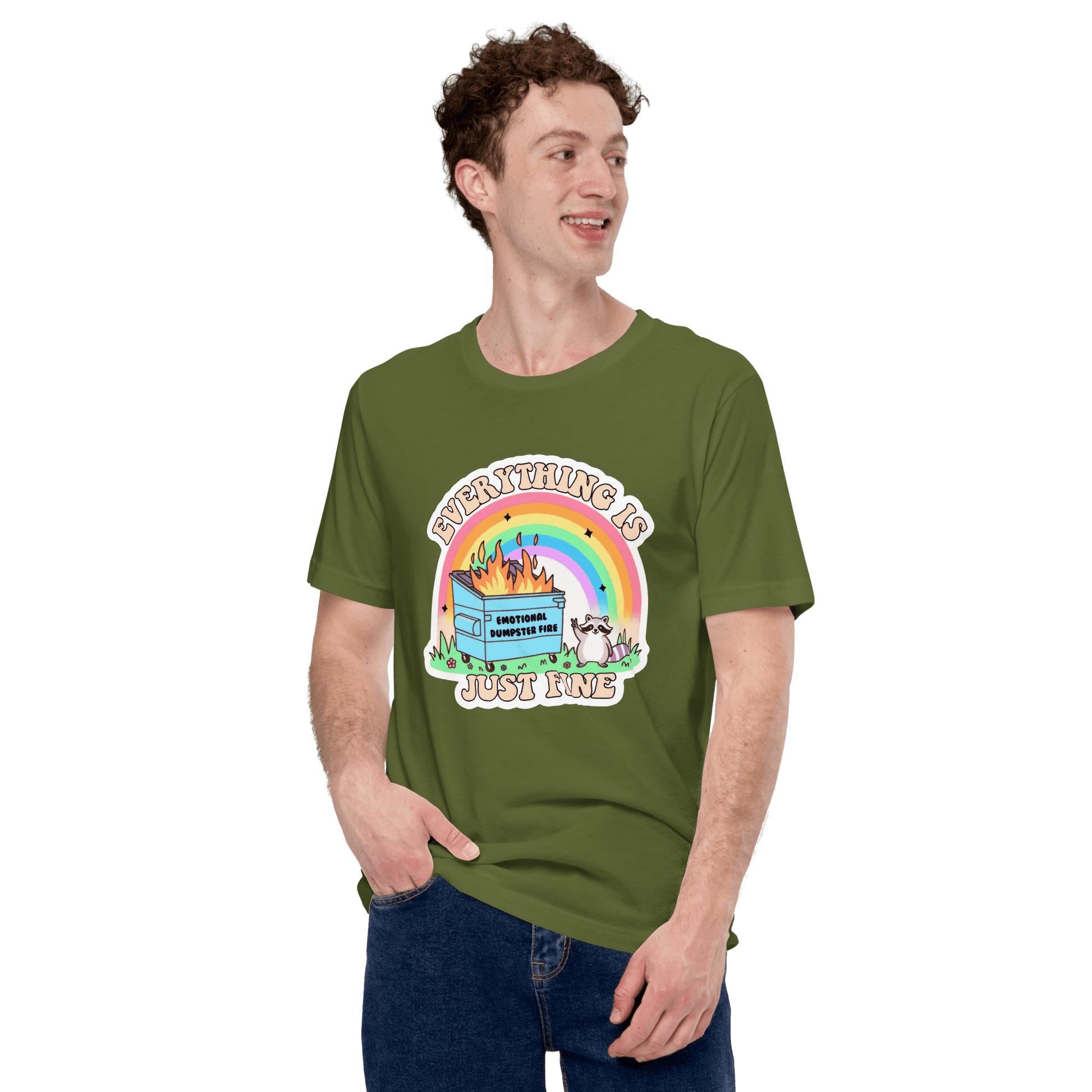 Everything is Just Fine Classic T-Shirt Meme - Military Green | Shirtposting