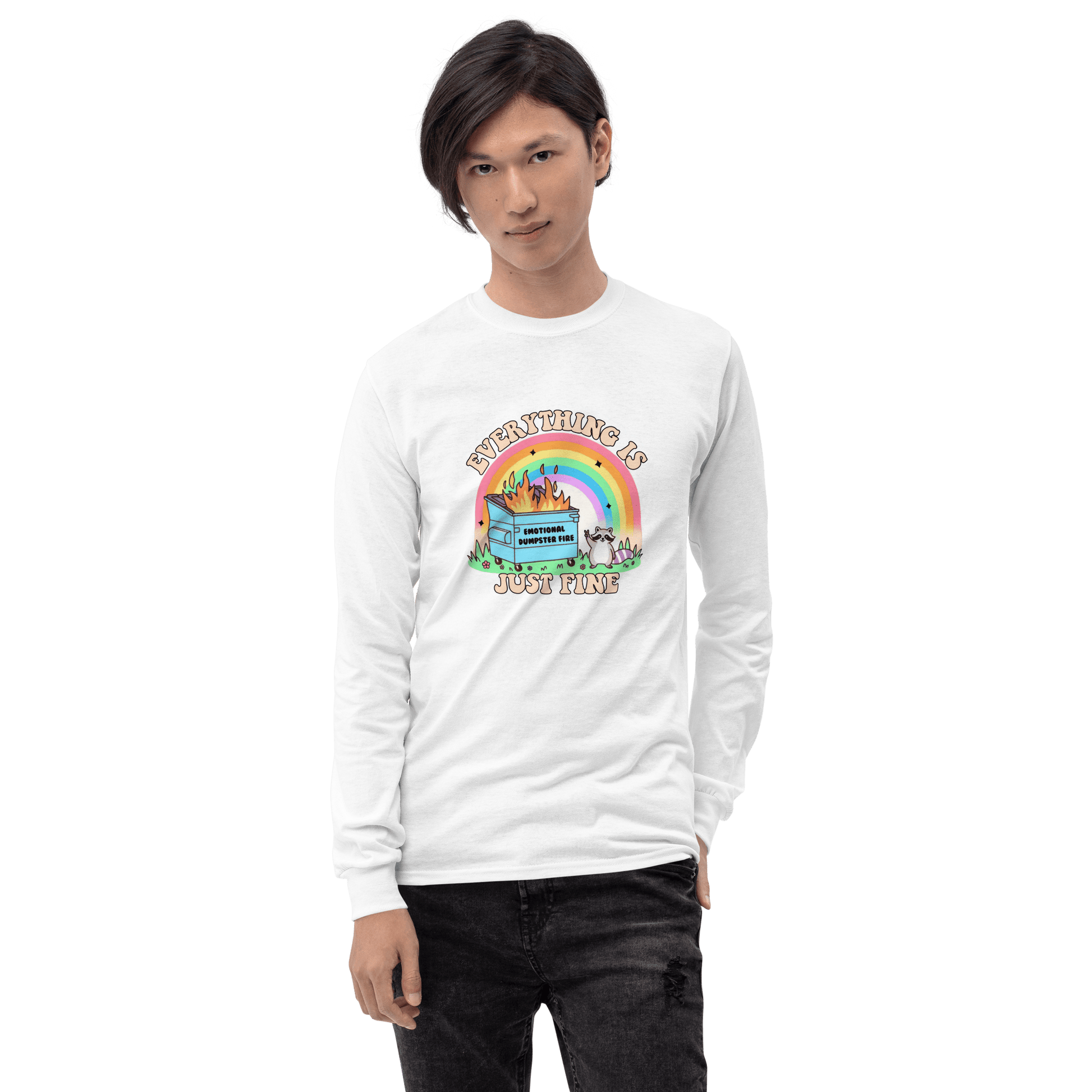 Everything Is Just Fine Long Sleeve T-Shirt Meme - Sport Grey | Shirtposting