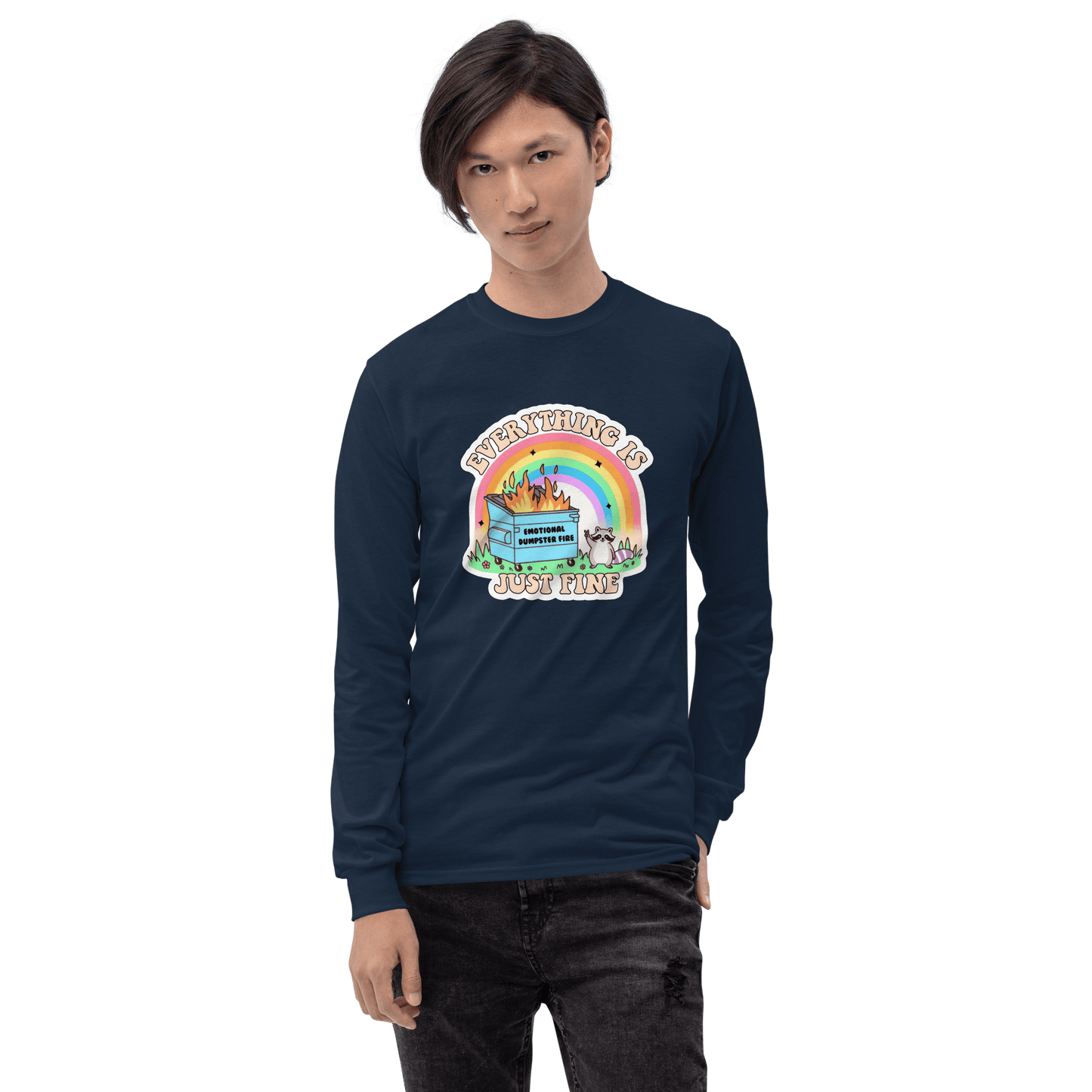 Everything Is Just Fine Long Sleeve T-Shirt Meme - Sport Grey | Shirtposting