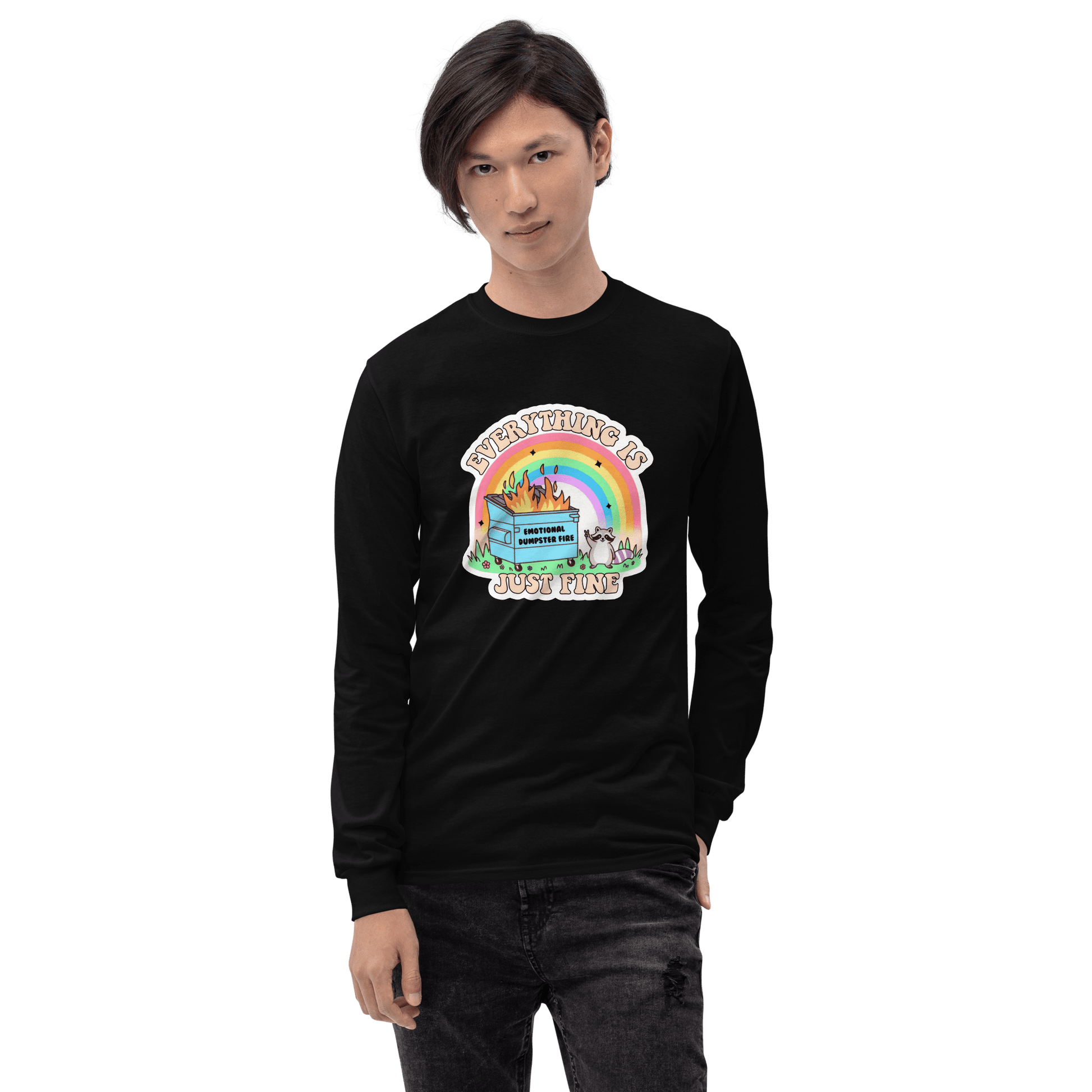 Everything Is Just Fine Long Sleeve T-Shirt Meme - Sport Grey | Shirtposting