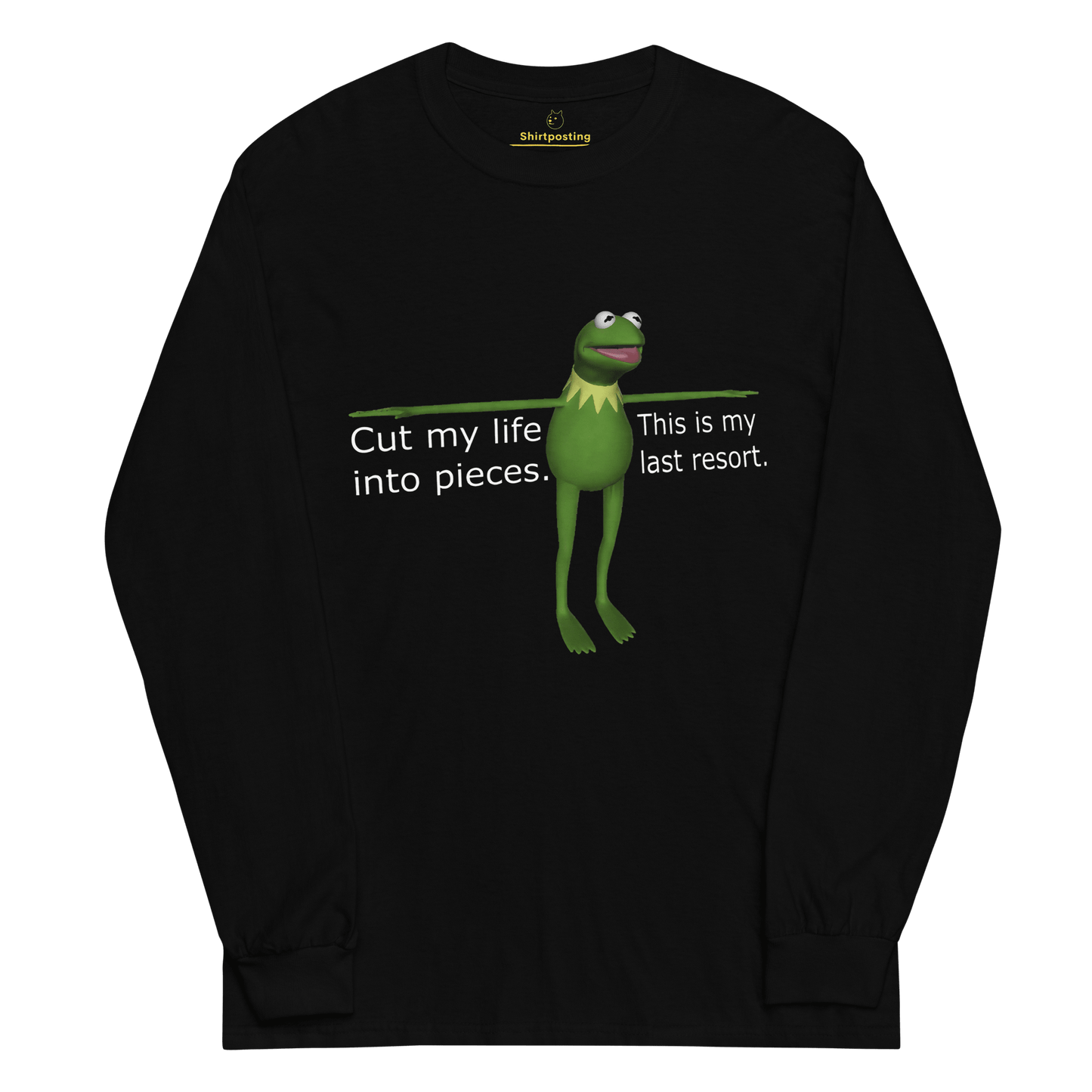 Frog Meme Long Sleeve T-Shirt Meme - Black | Shirtposting
