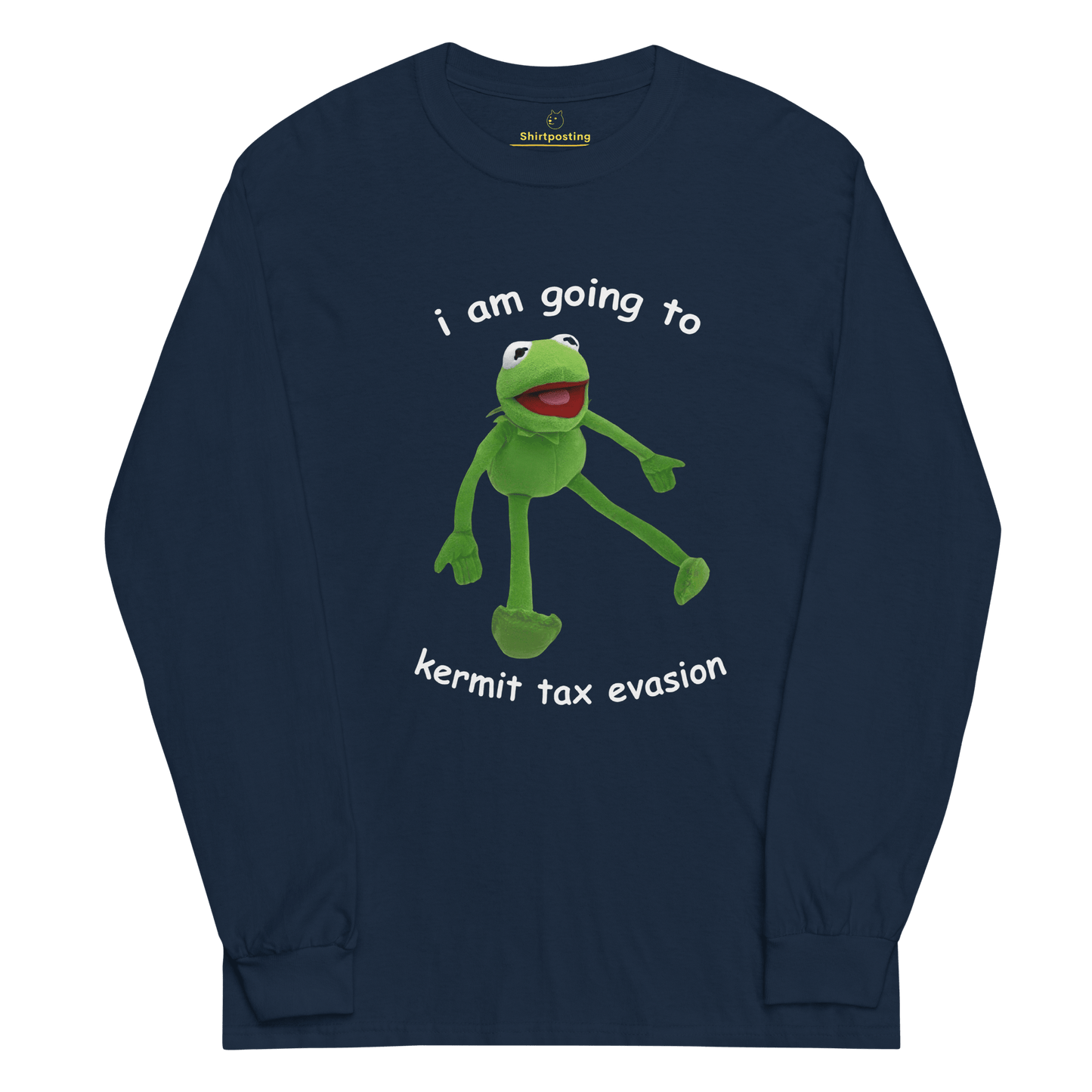 Frog Meme Long Sleeve T-Shirt Meme - Navy | Shirtposting