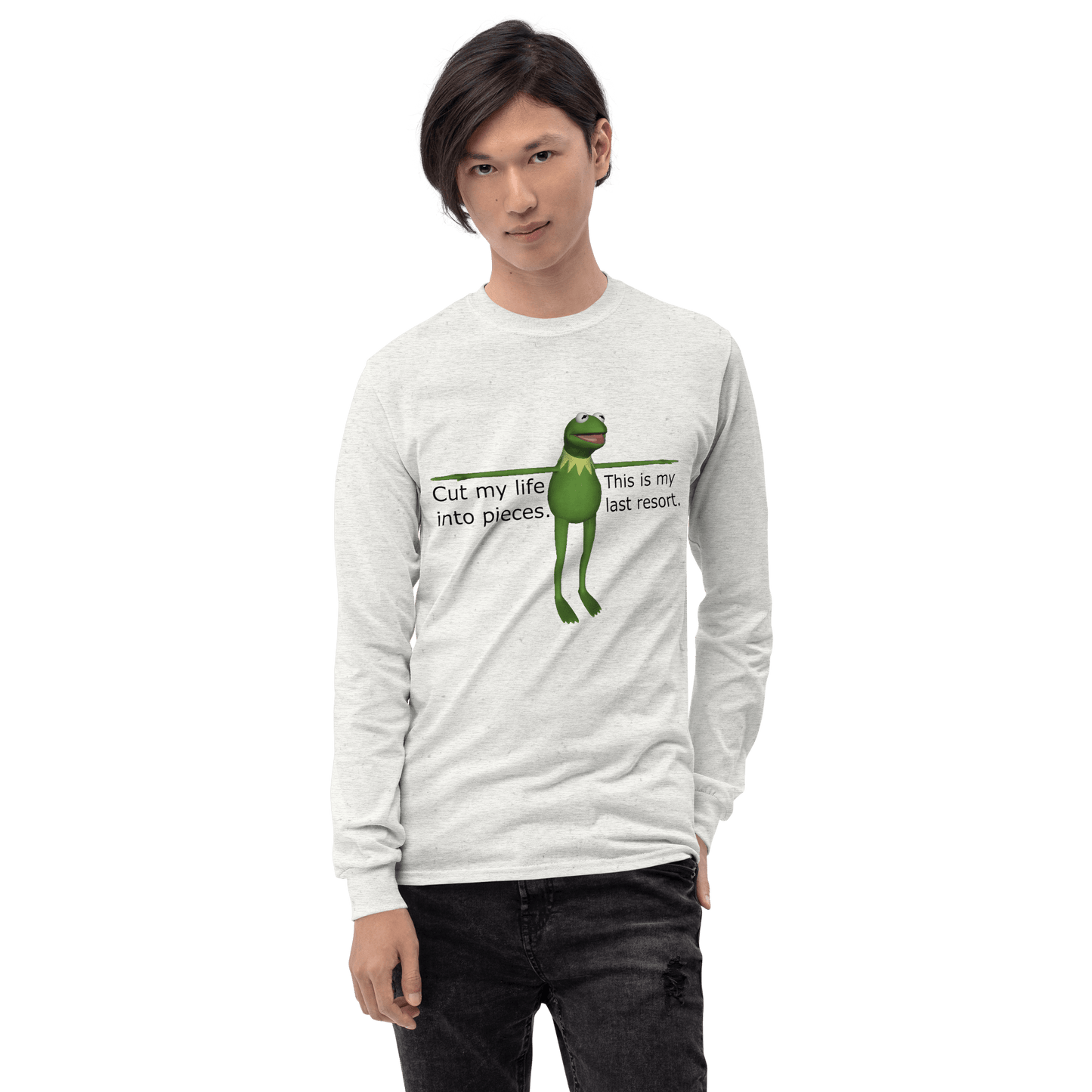 Frog Meme Long Sleeve T-Shirt Meme - Sport Grey | Shirtposting