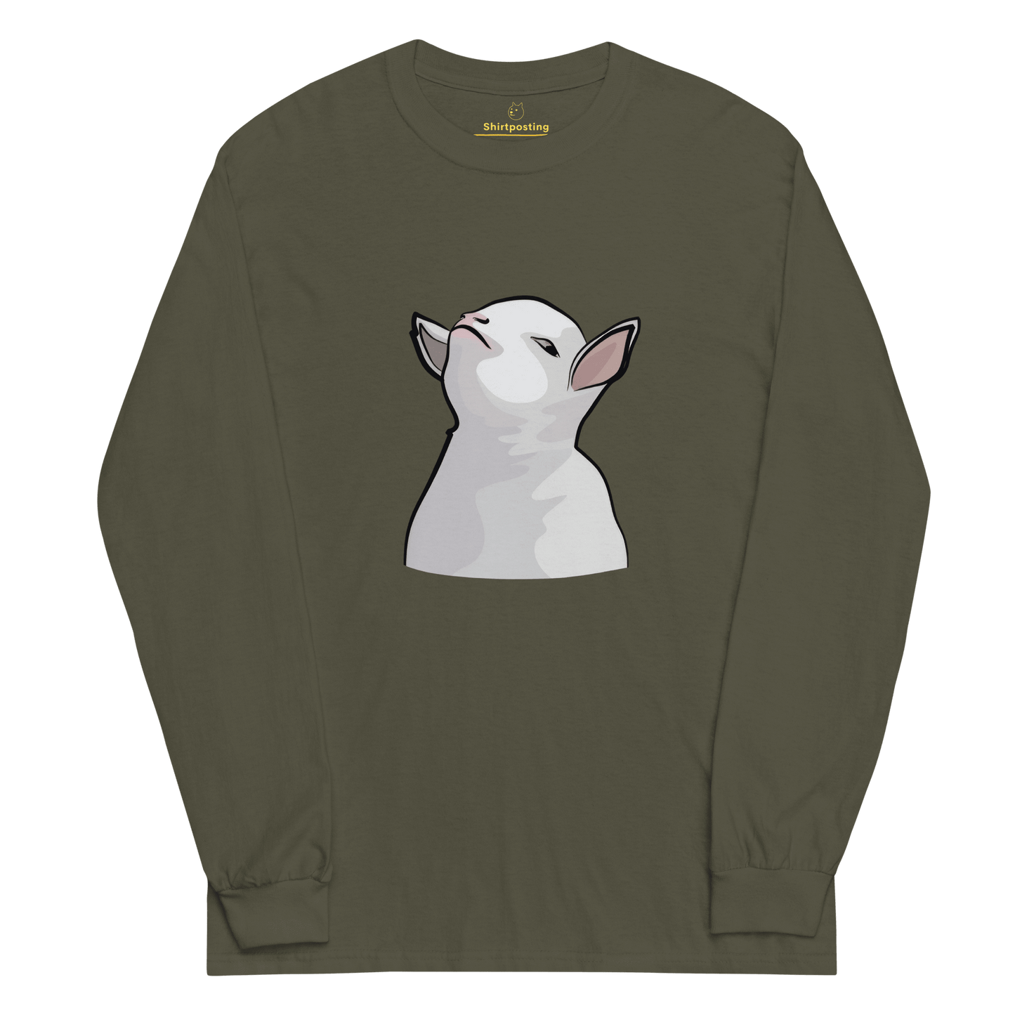 Goat Long Sleeve T-Shirt Meme - Military Green | Shirtposting
