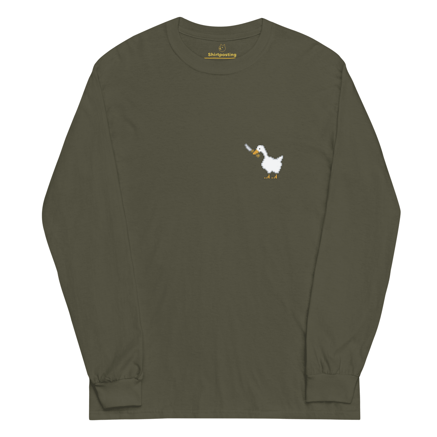 Goose Long Sleeve T-Shirt Meme - Military Green | Shirtposting