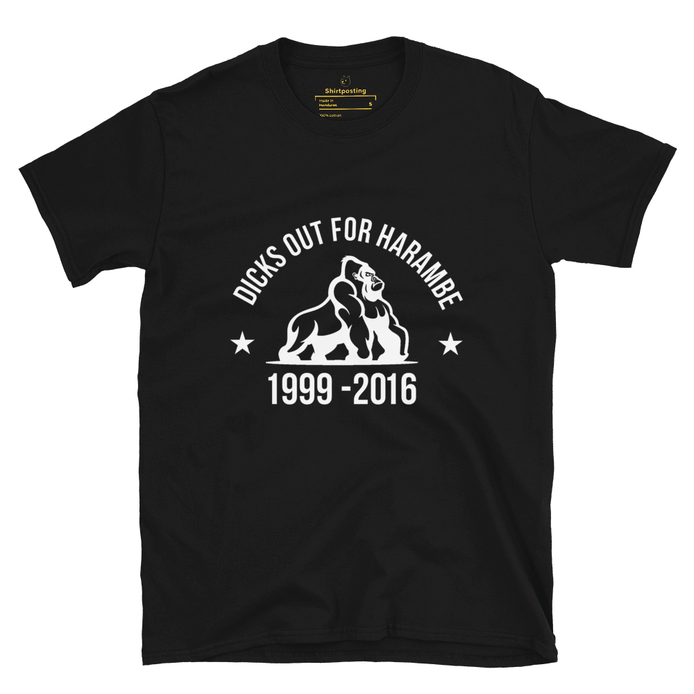 Harambe Classic T-Shirt Meme - Black | Shirtposting