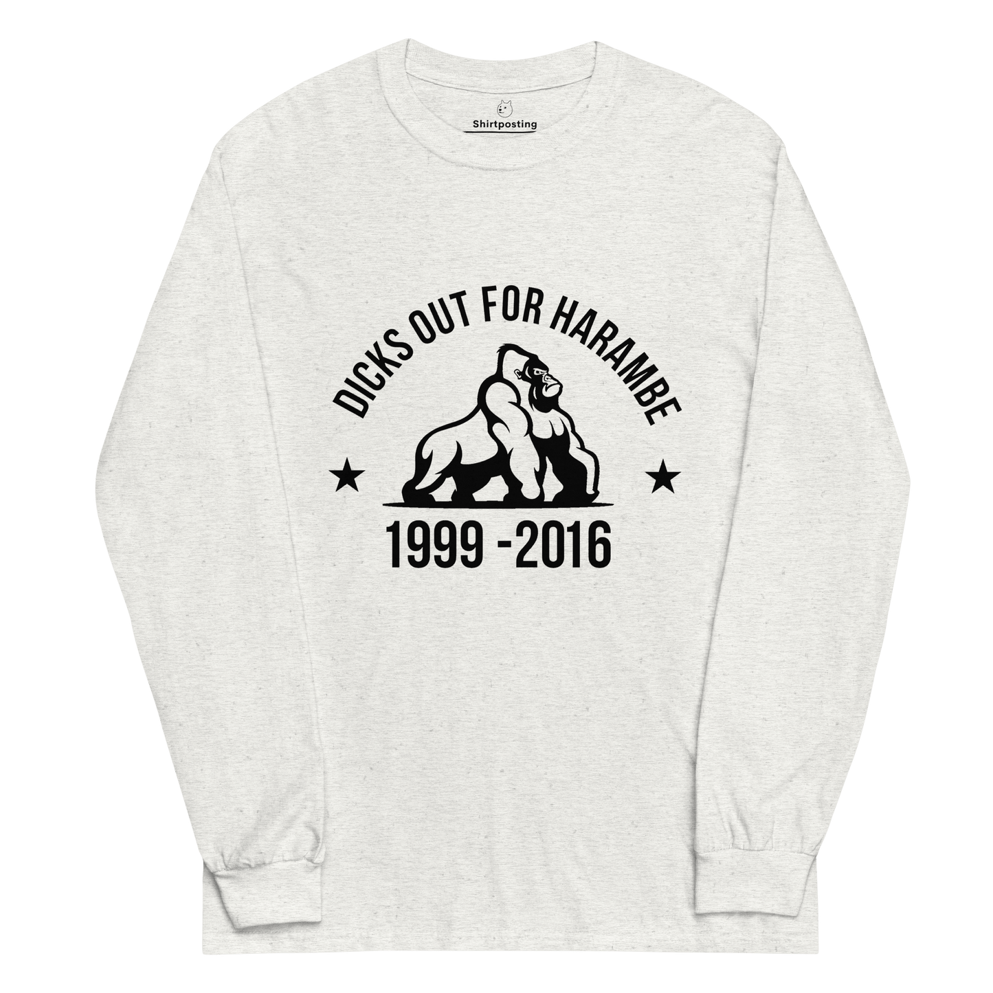 Harambe Long Sleeve T-Shirt Meme - Ash | Shirtposting