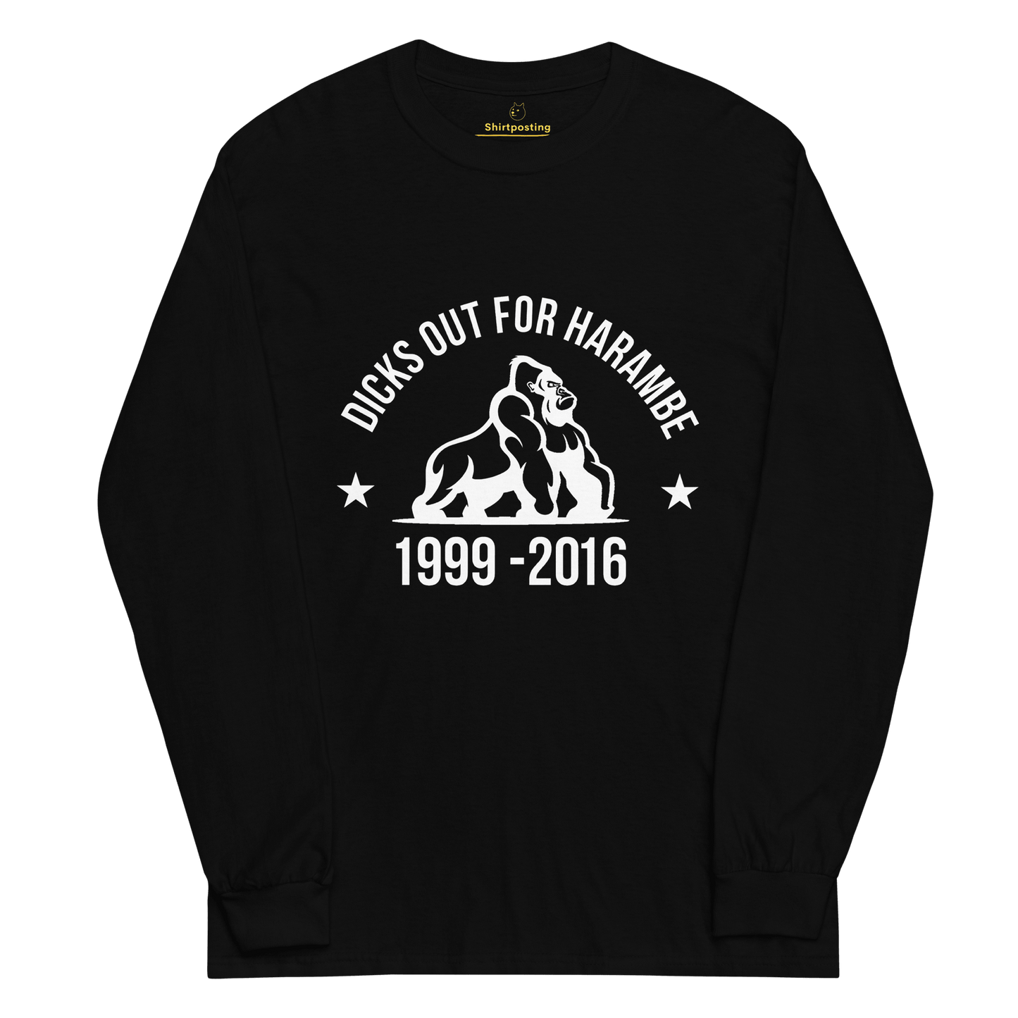 Harambe Long Sleeve T-Shirt Meme - Black | Shirtposting