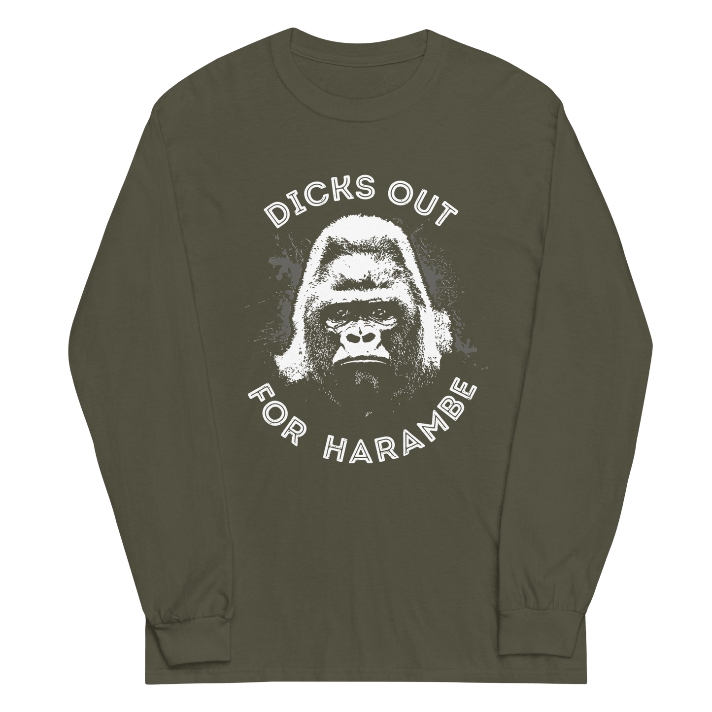 Harambe Long Sleeve T-Shirt Meme - Military Green | Shirtposting