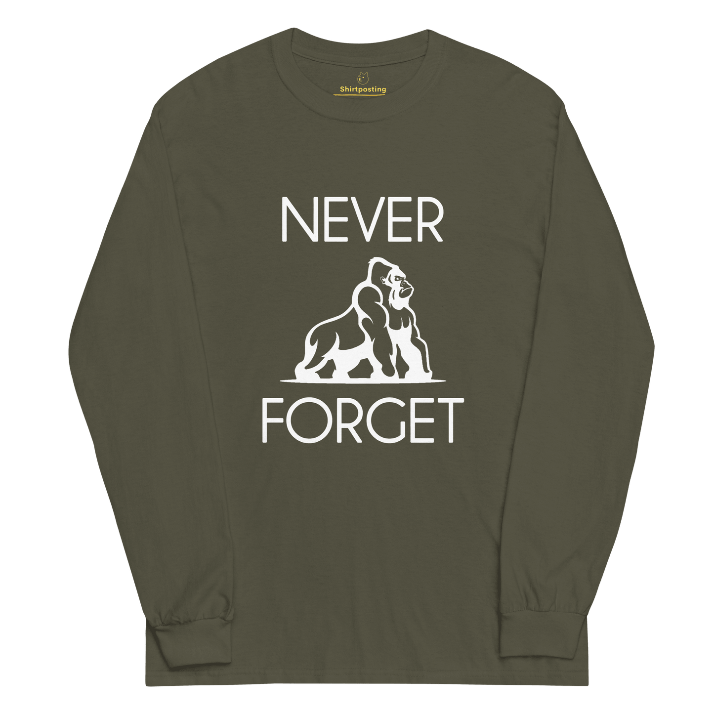 Harambe Long Sleeve T-Shirt Meme - Military Green | Shirtposting